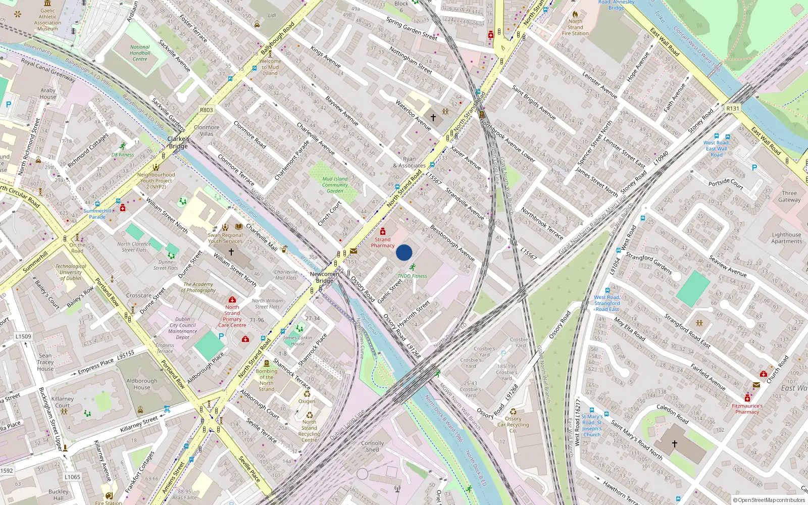 Overhead map showing the location of Apt 1 the Strand, North Strand Road, North Strand Dublin 1