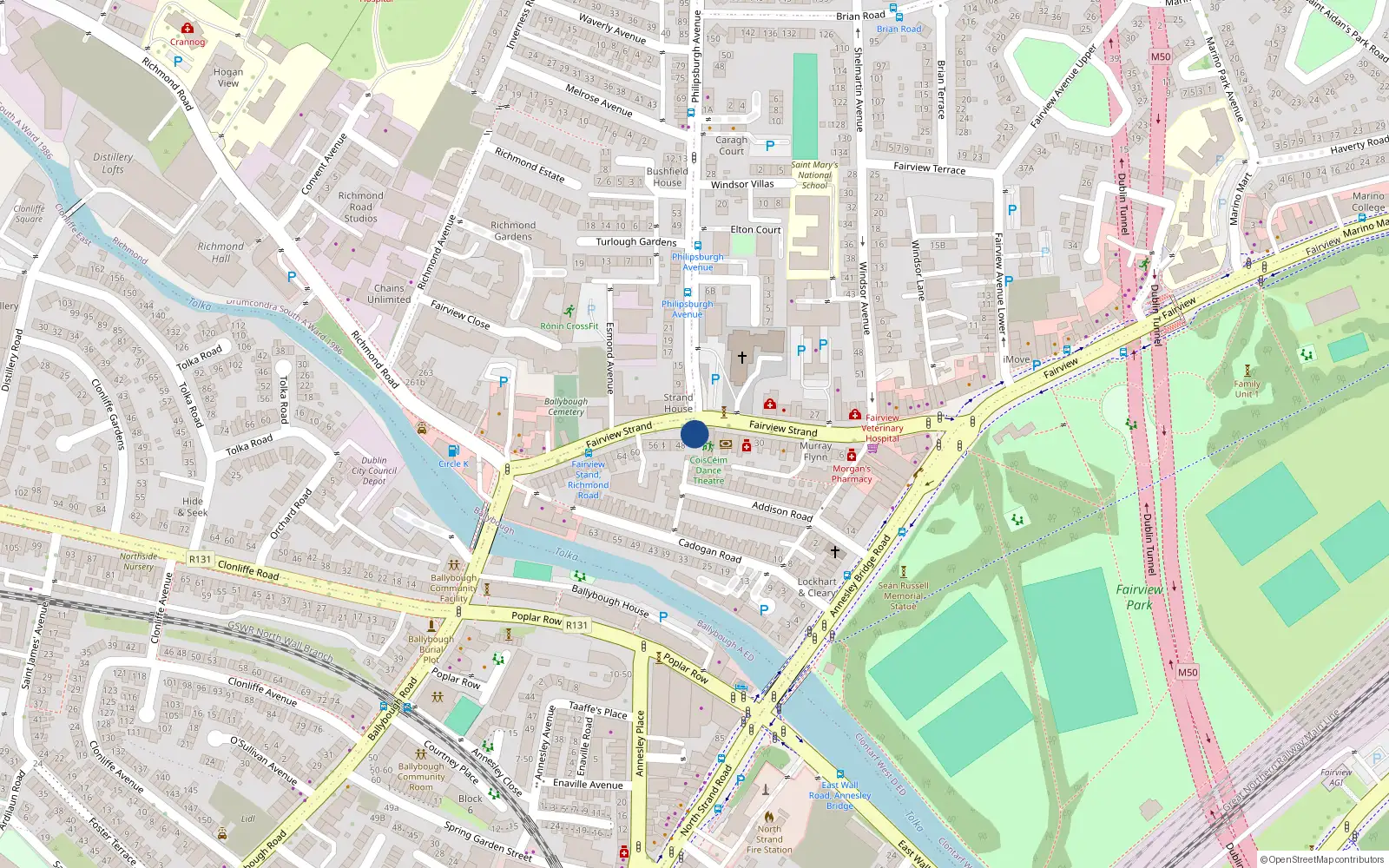 Overhead map showing the location of Apt 1, Top Floor, 44 Fairview Strand