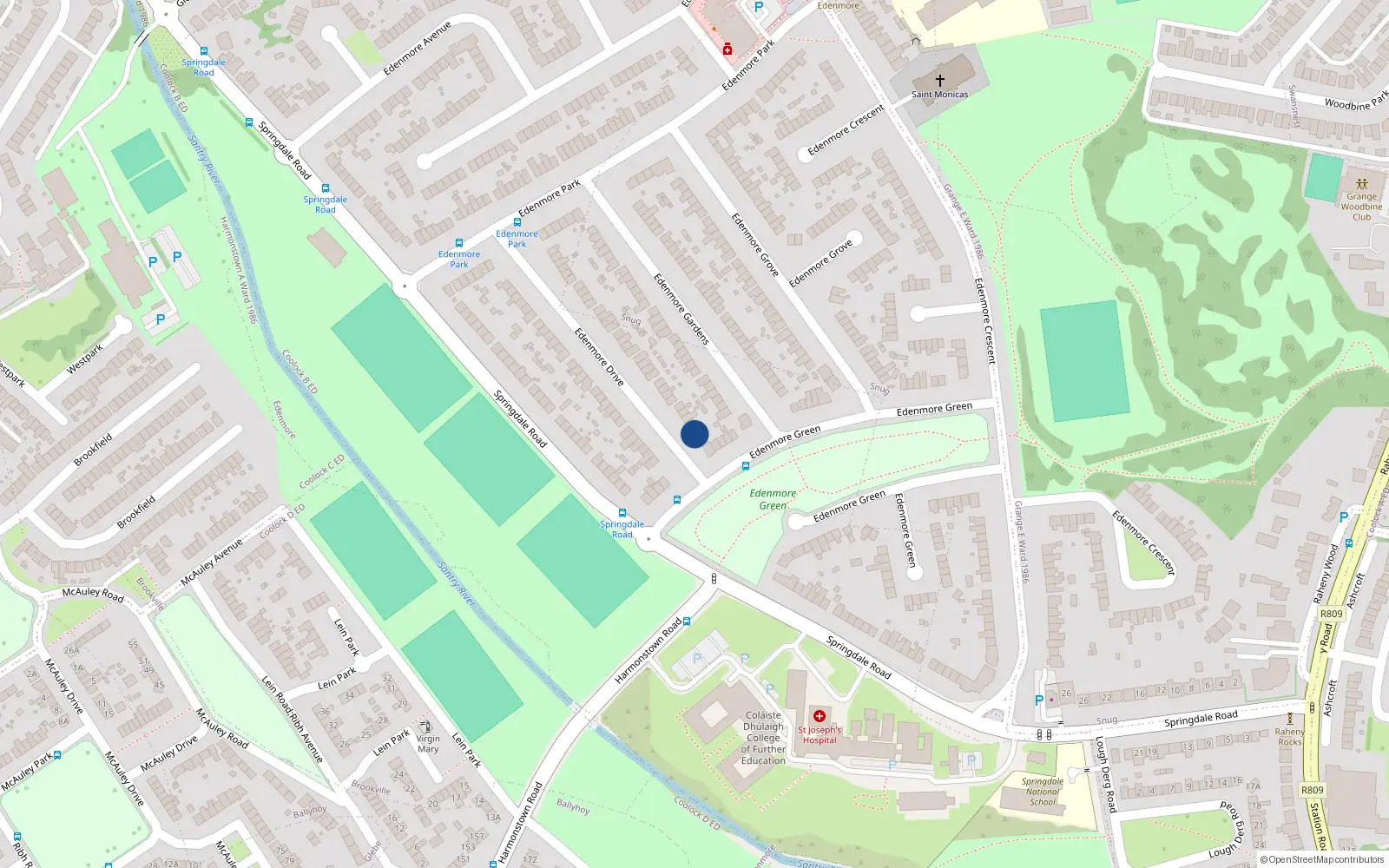 Overhead map showing the location of Apt 1, 2 Edenmore Drive, Dublin 5