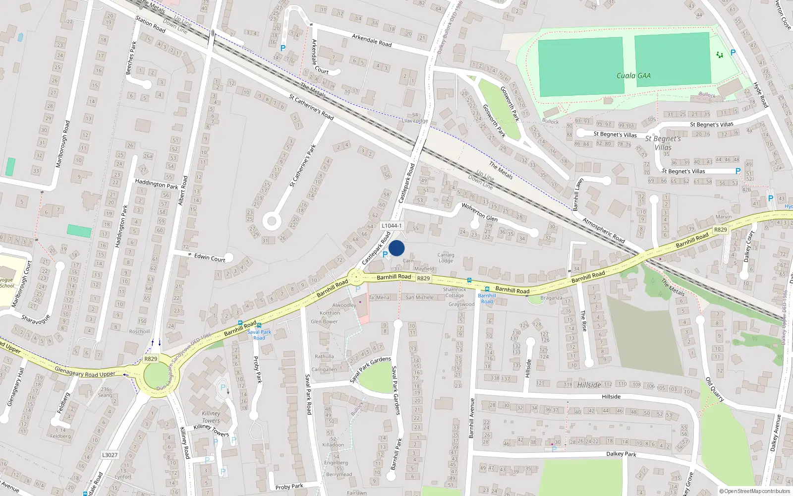 Overhead map showing the location of Apt 10 Castlepark Court, 57 Castle Park Road, Dalkey