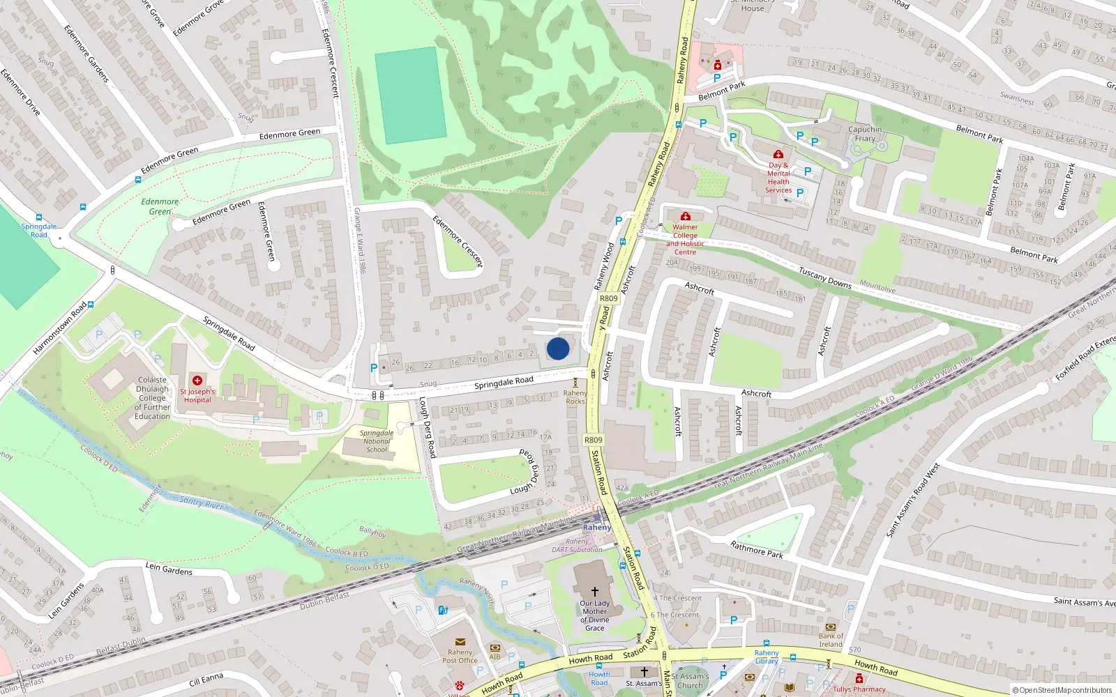 Overhead map showing the location of Apt 10 Grange Hall, Raheny Road, Raheny Dublin 5