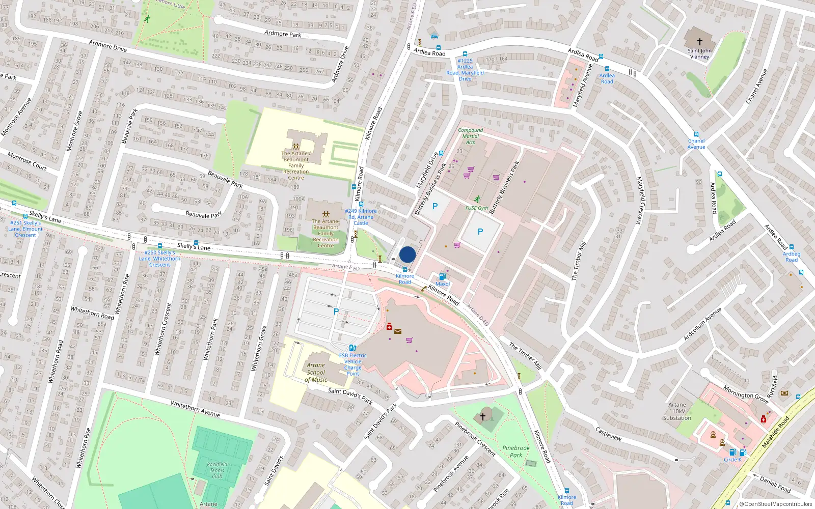 Overhead map showing the location of Apt 10 Newlands Court, Kilmore Road, Artane