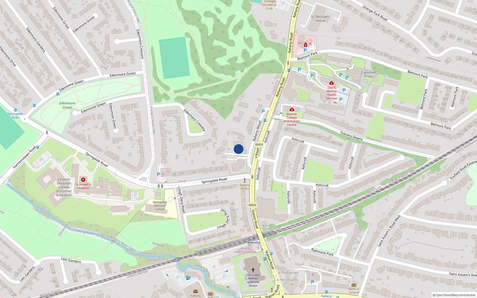 Overhead map showing the location of Apt 10, Raheny Wood, Raheny Road Dublin 5