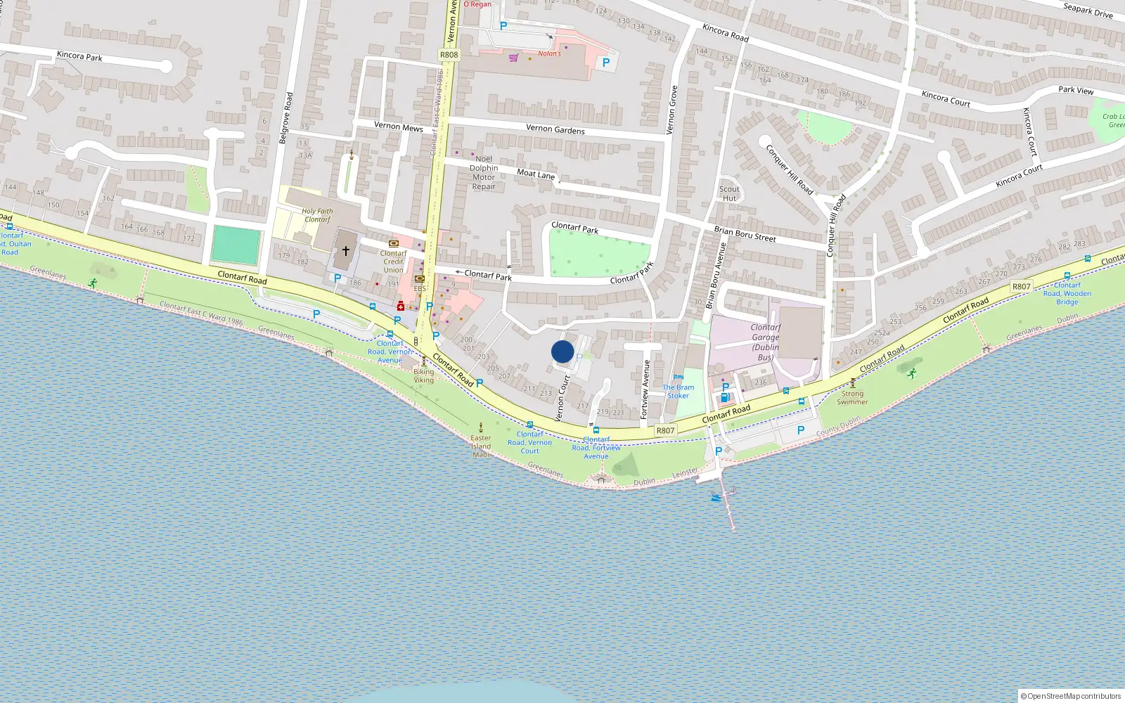 Overhead map showing the location of Apt 10, Vernon Court, Clontarf Road Dublin 3