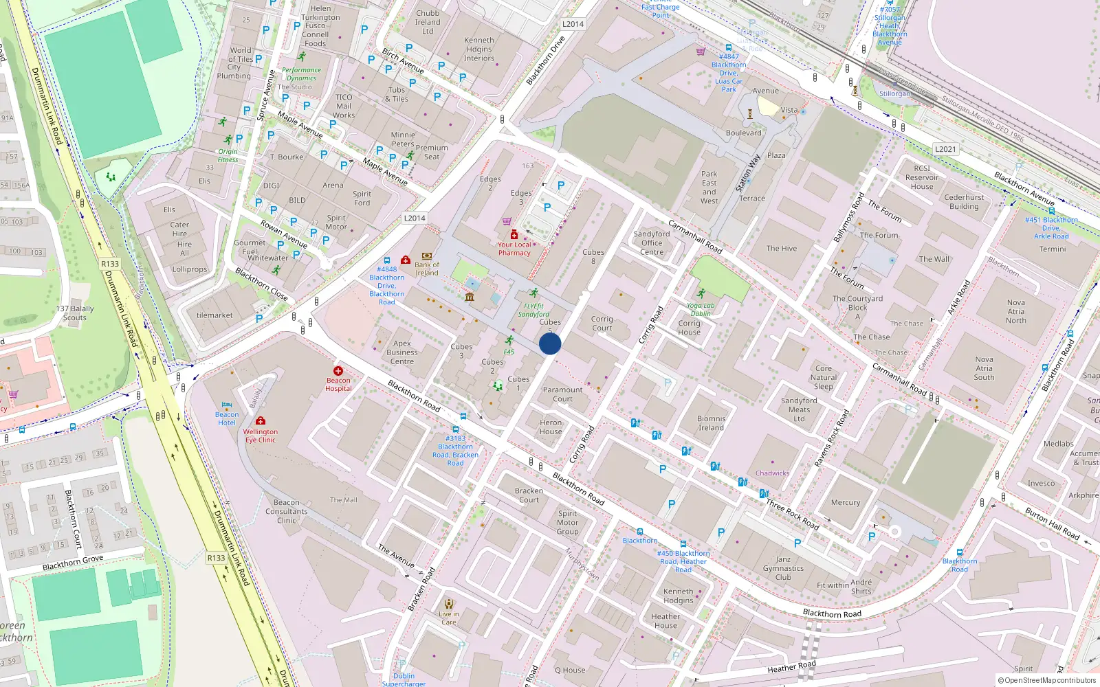 Overhead map showing the location of Apt 104 Cube 6, Beacon South Quarter, Sandyford