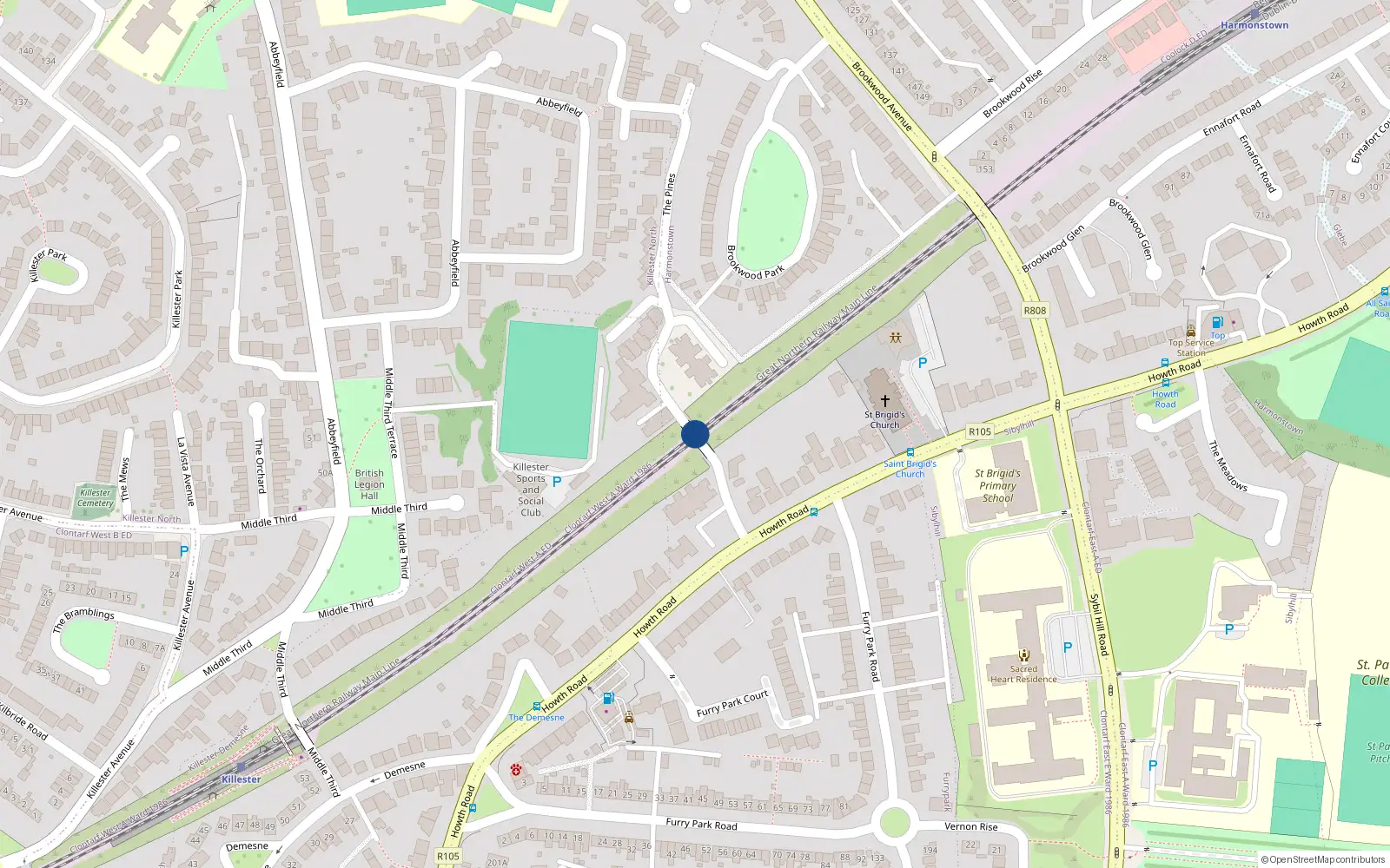 Overhead map showing the location of Apt 108 Venetian Hall, Killester, 108 Venetian Hall, Dublin 5