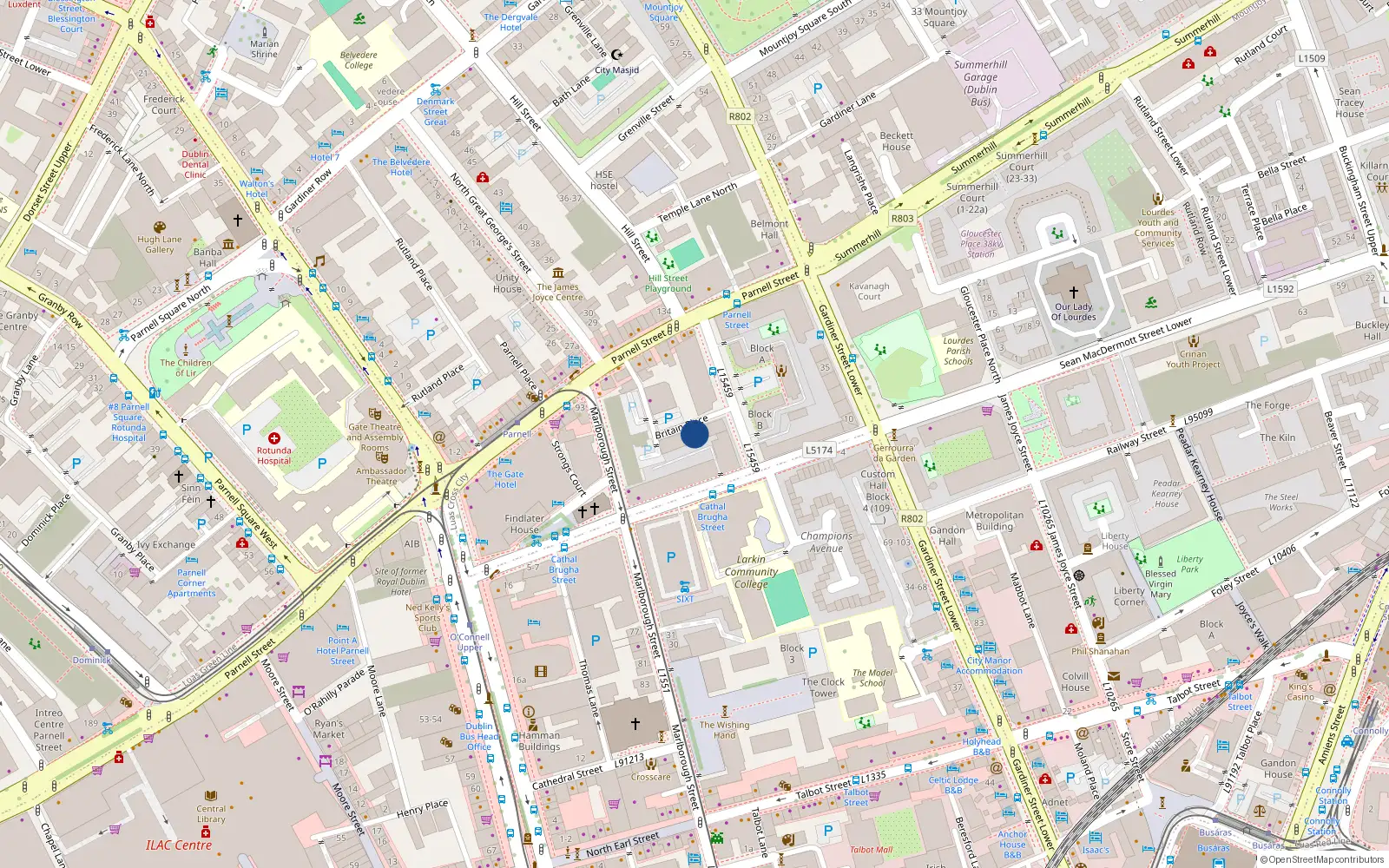 Overhead map showing the location of Apt 11, Cumberland Row, 31-32 Britain Place