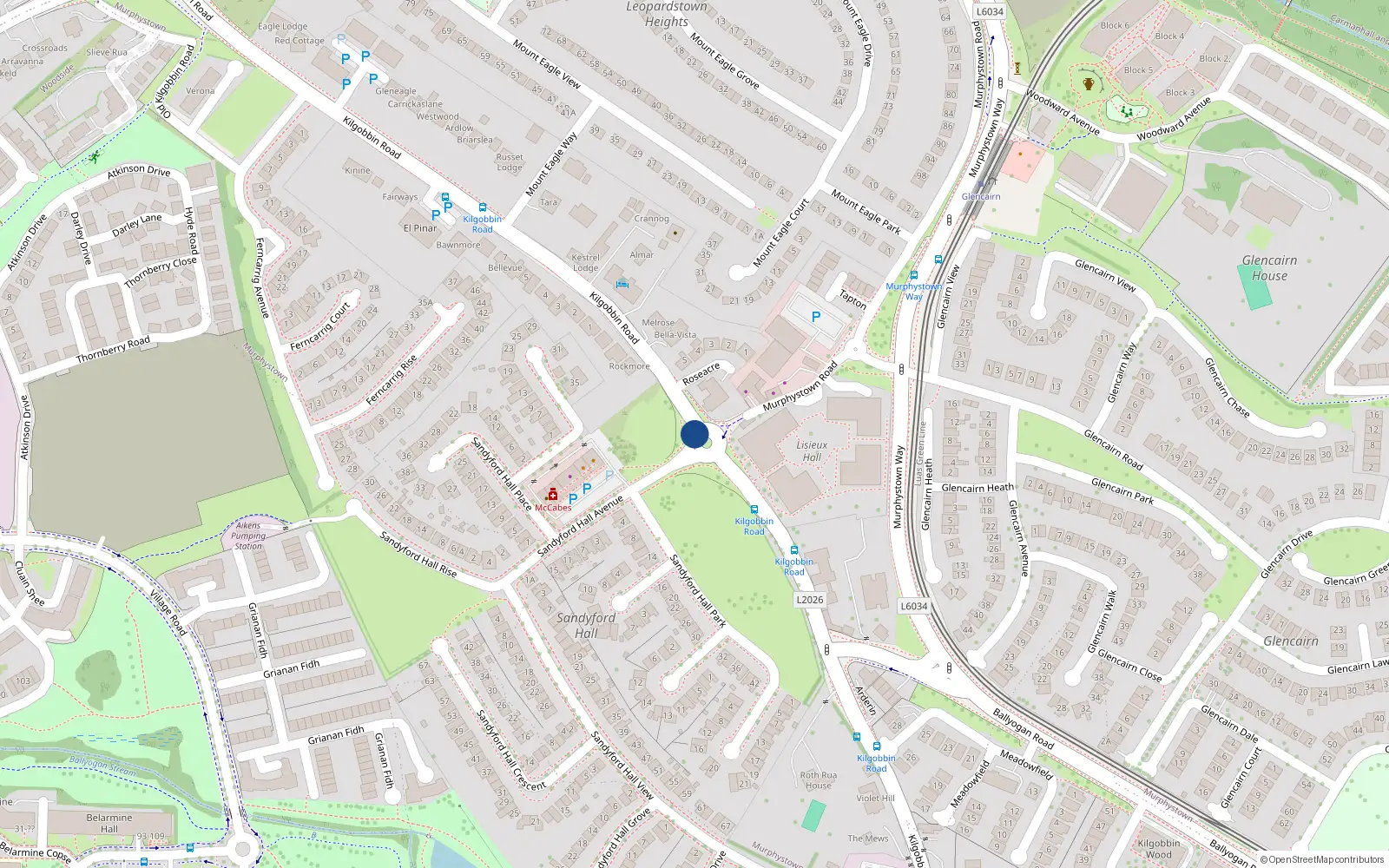 Overhead map showing the location of Apt 12 El Pinar, Kilgobbin Road, Stepaside