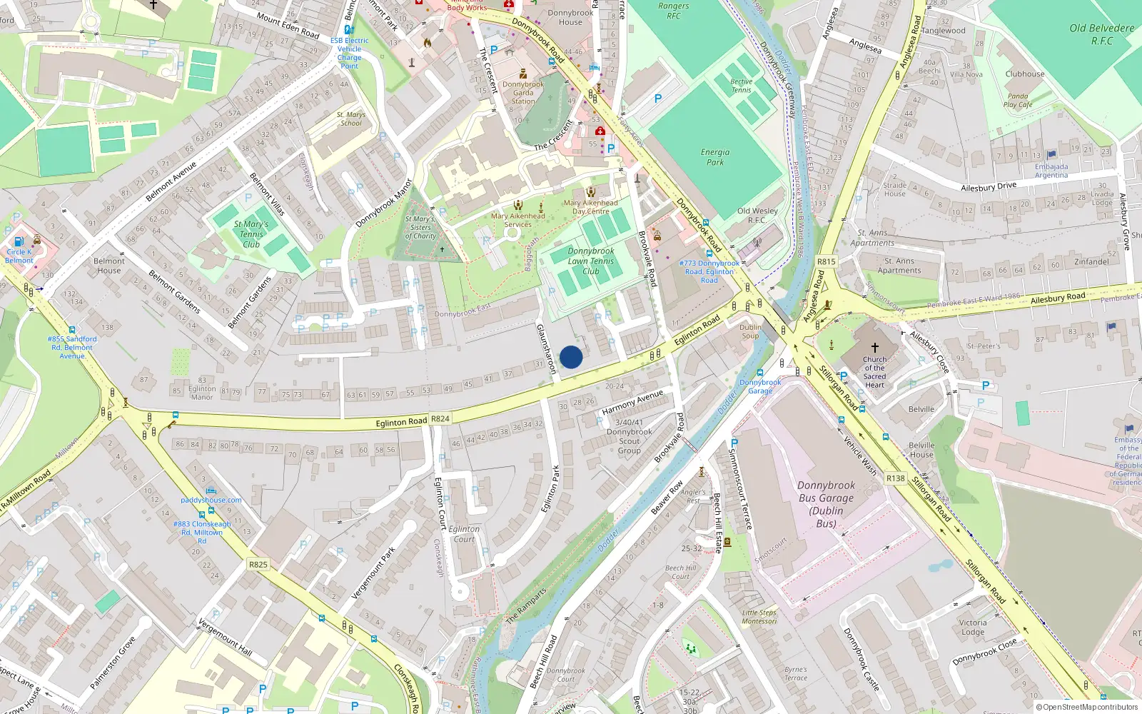 Overhead map showing the location of Apt 12, Glaunsharoon, 29 Eglinton Road, Donnybrook