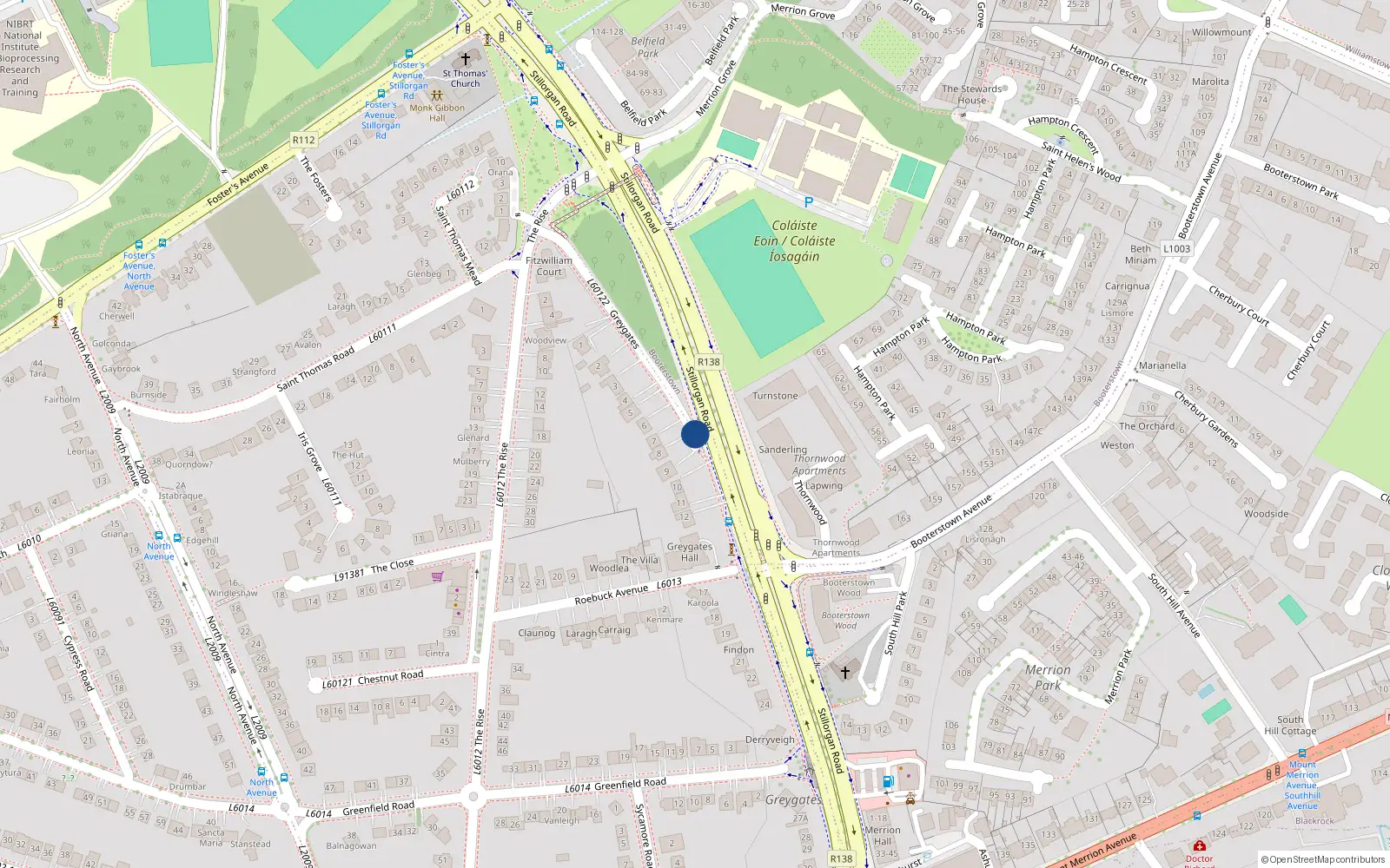 Overhead map showing the location of Apt 12 Greygates, Roebuck Avenue, 12 Greygates, Mount Merrion