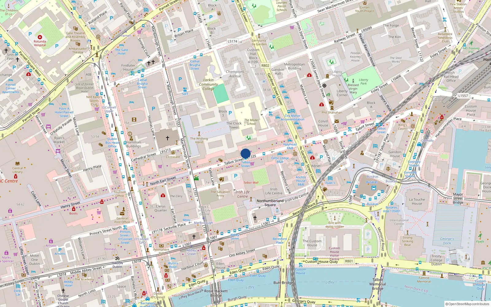 Overhead map showing the location of Apt 12, Moland House, Talbot St