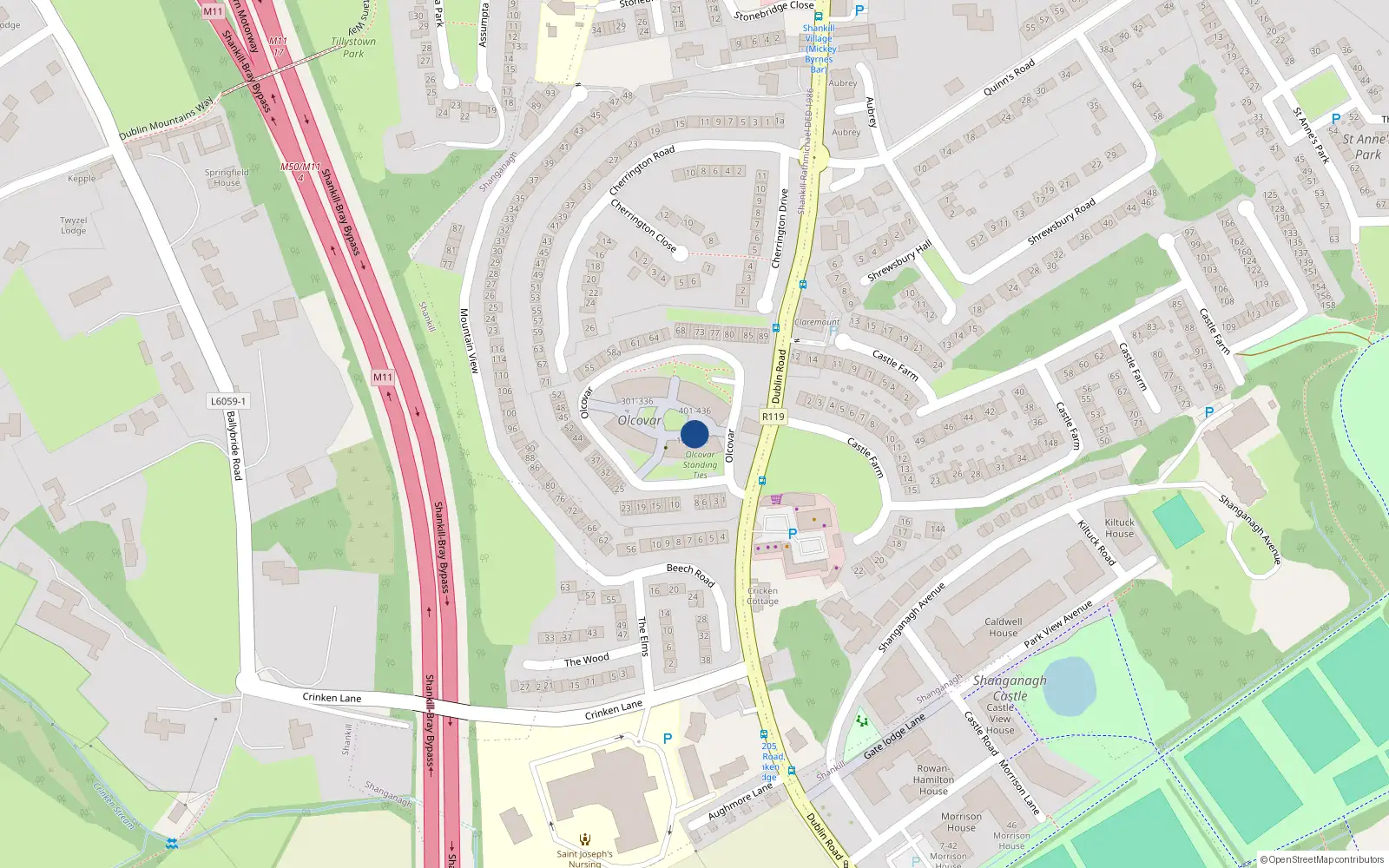 Overhead map showing the location of Apt 124, 124 Olcovar, Shankill