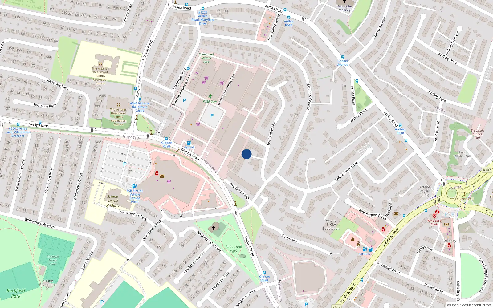 Overhead map showing the location of Apt 126, Timber Mills, Artane Dublin 5
