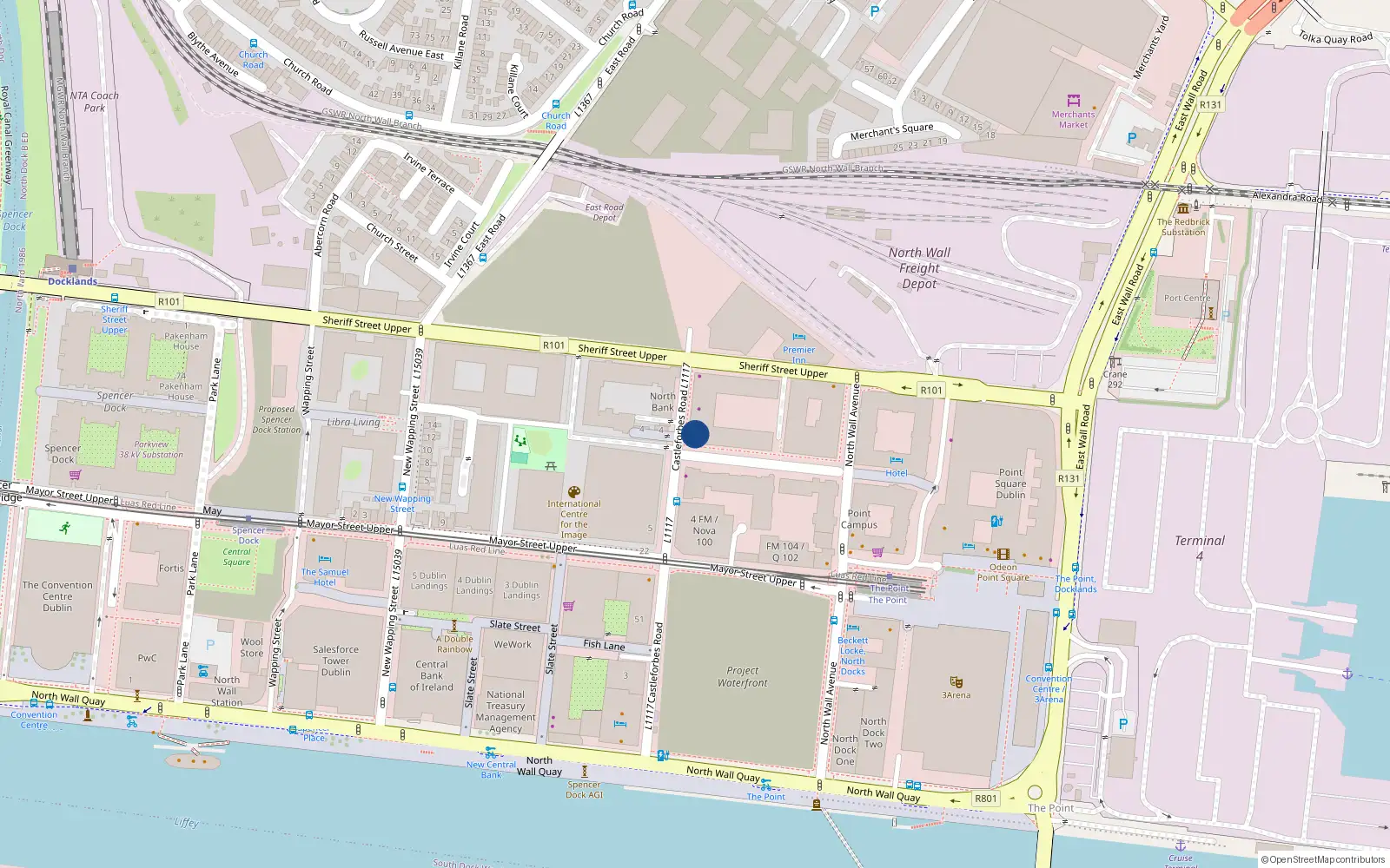 Overhead map showing the location of Apt 129 - Castleforbes Square, Castleforbes Road, Dublin 1