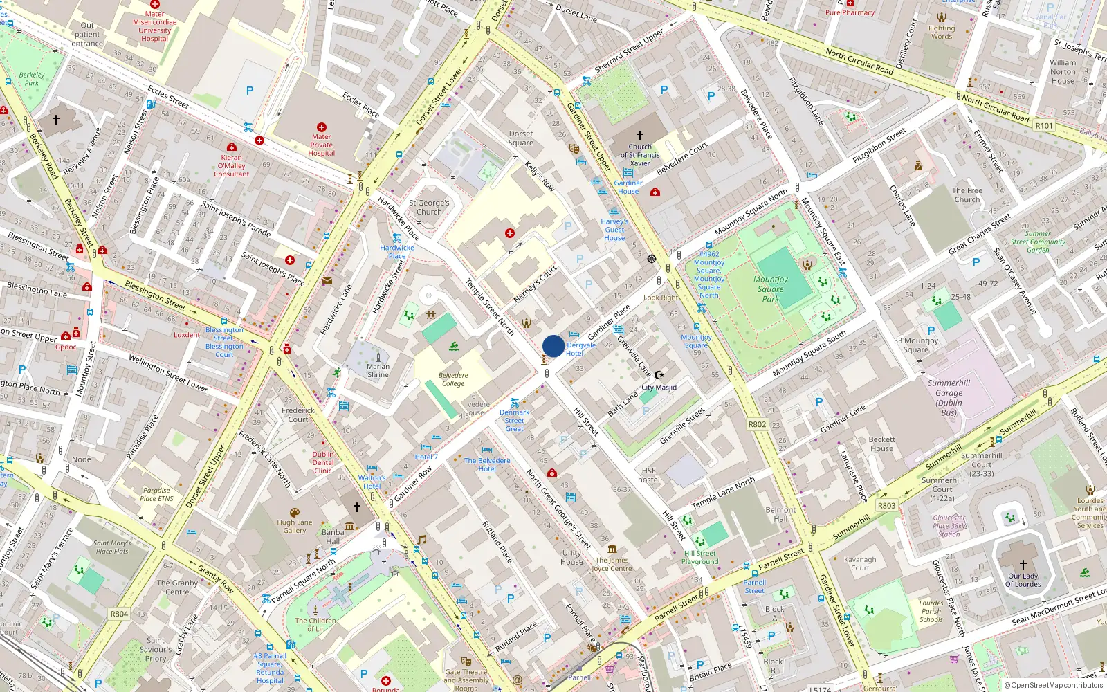 Overhead map showing the location of Apt 13, 2 Gardiner Place, Dublin 1