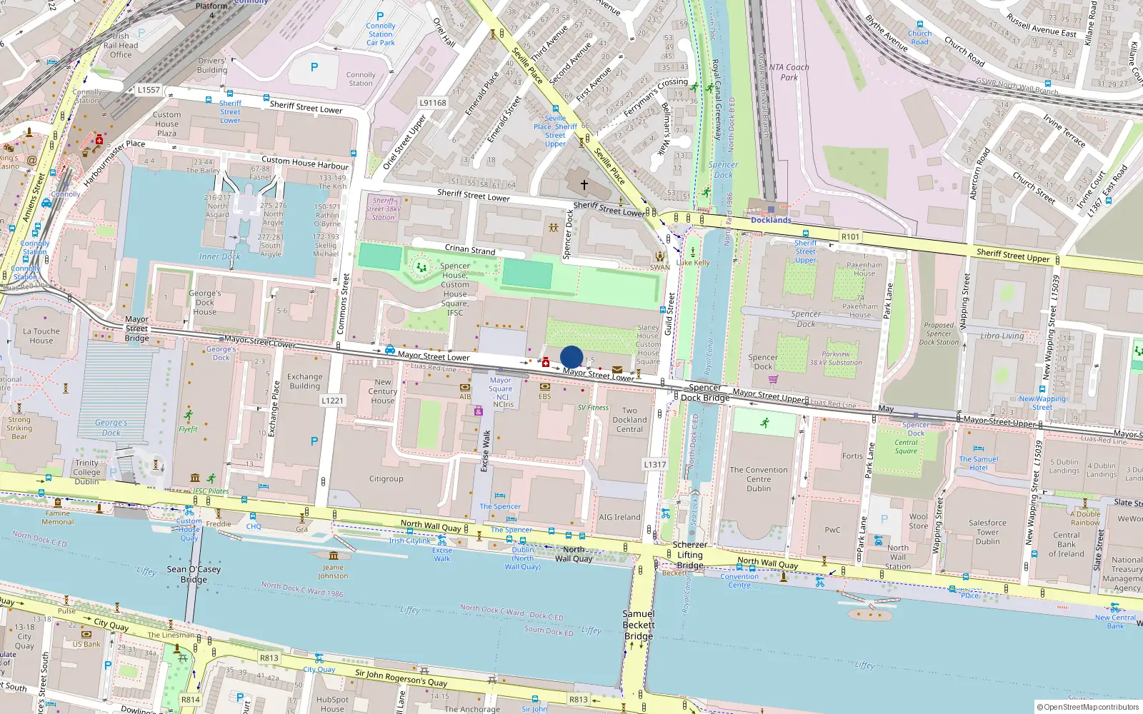 Overhead map showing the location of Apt 13 Dargle House, Ifsc, Dublin 1