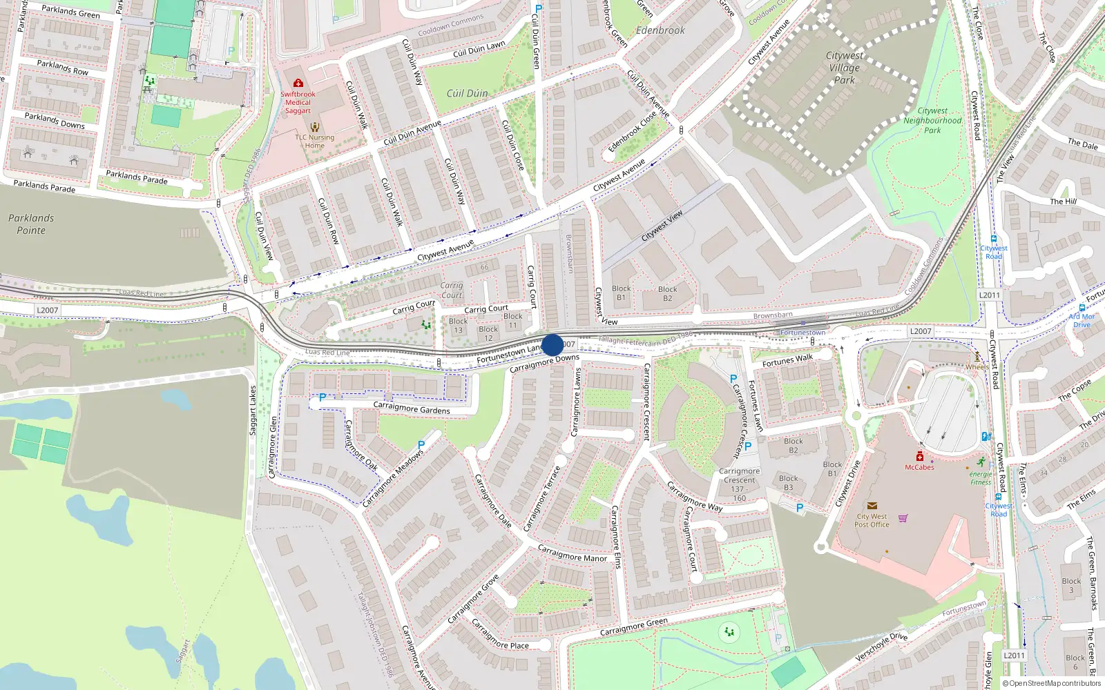 Overhead map showing the location of Apt 13 Westpark Executive Suites, Citywest Drive