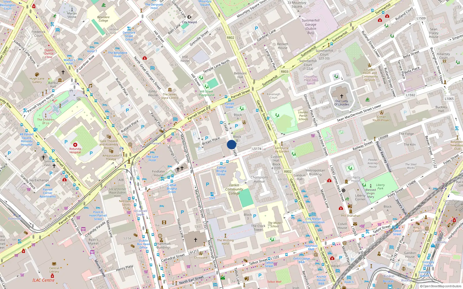 Overhead map showing the location of Apt 14, 14 Cumberland Street North, Dublin 1