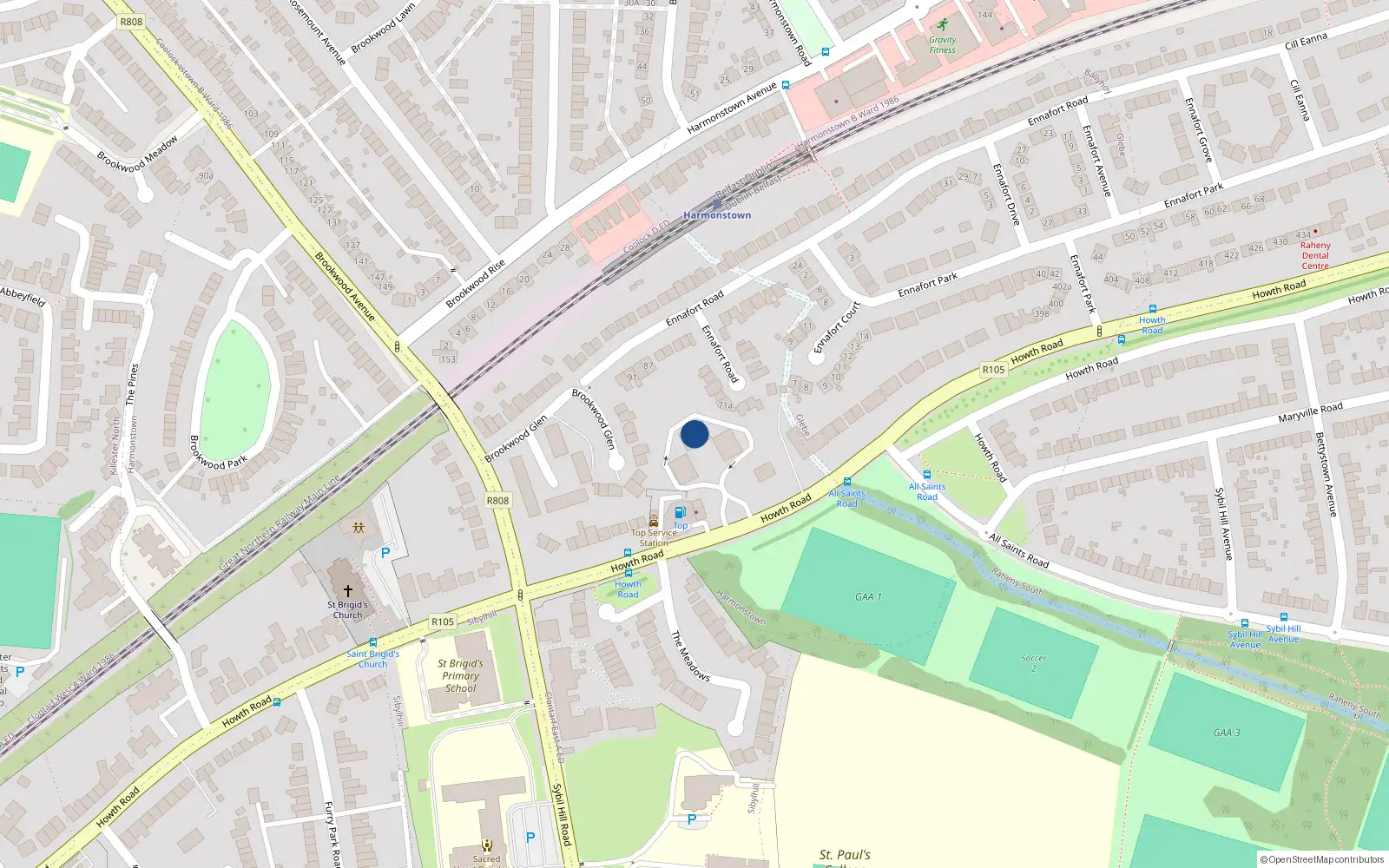 Overhead map showing the location of Apt 14, Rosevale Mansions, Howth Road, Dublin 5