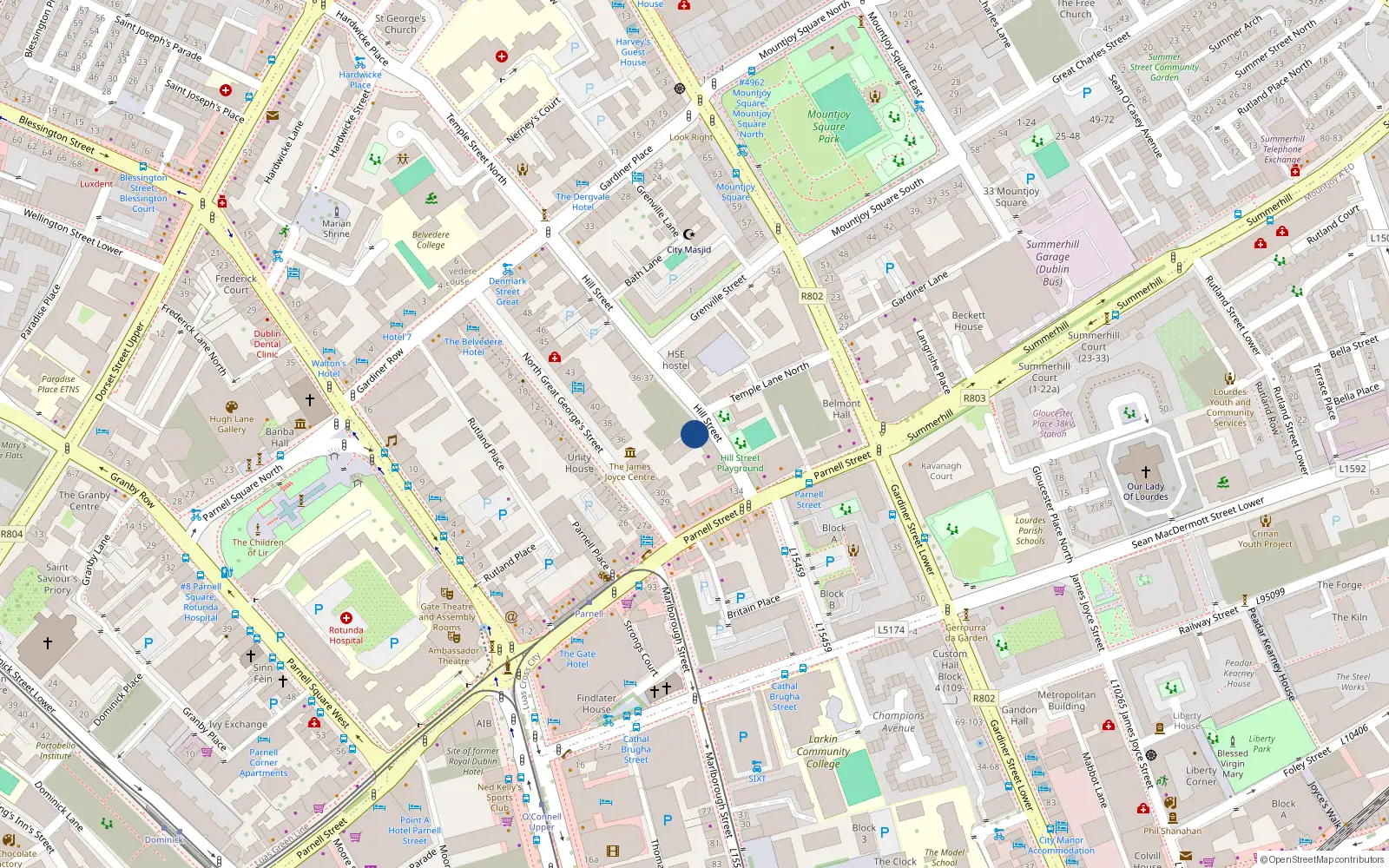 Overhead map showing the location of Apt 14, The Courtyard, Hill St Dublin 1