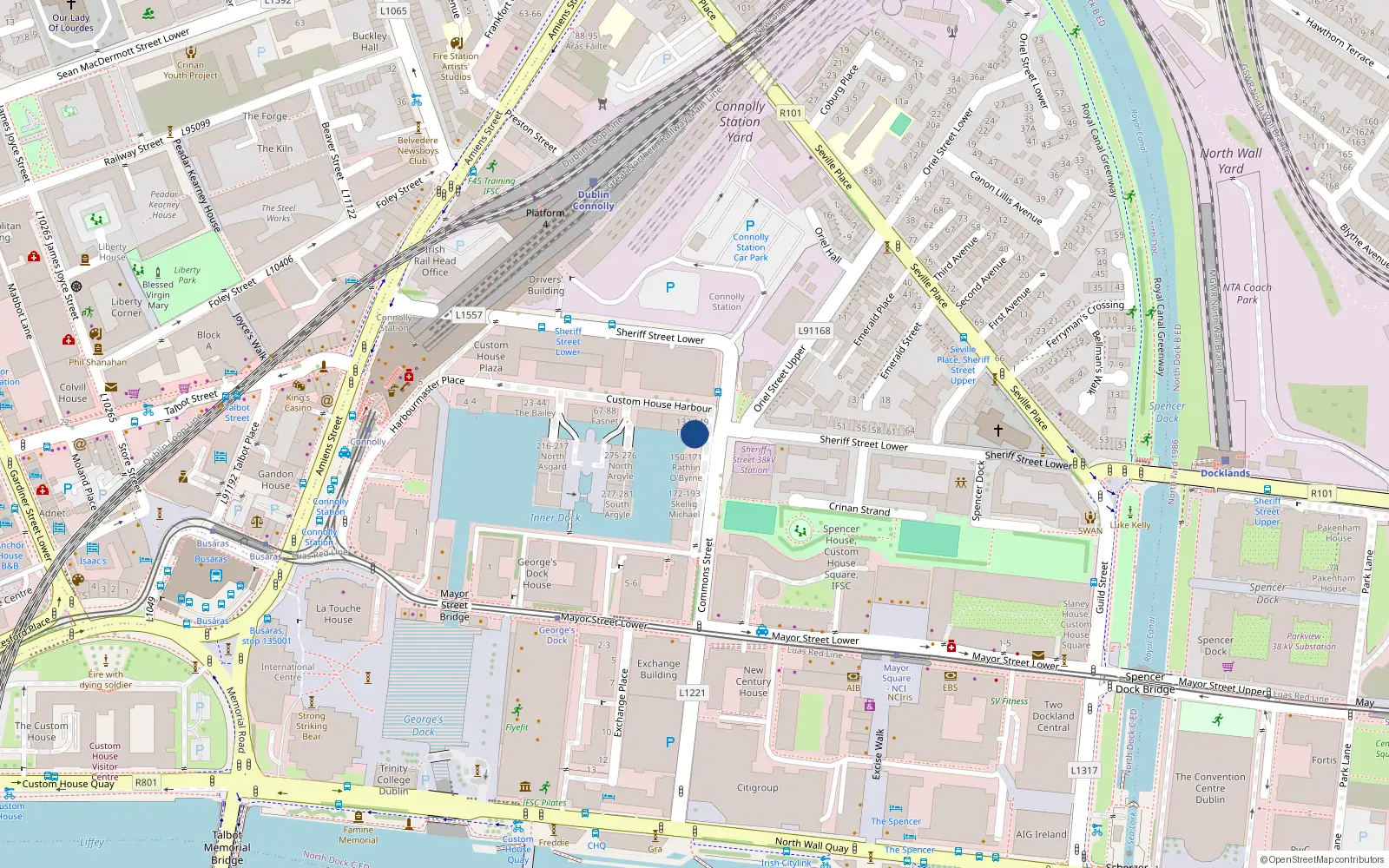 Overhead map showing the location of Apt 143 Customs House Harbour, Ifsc, Dublin 1
