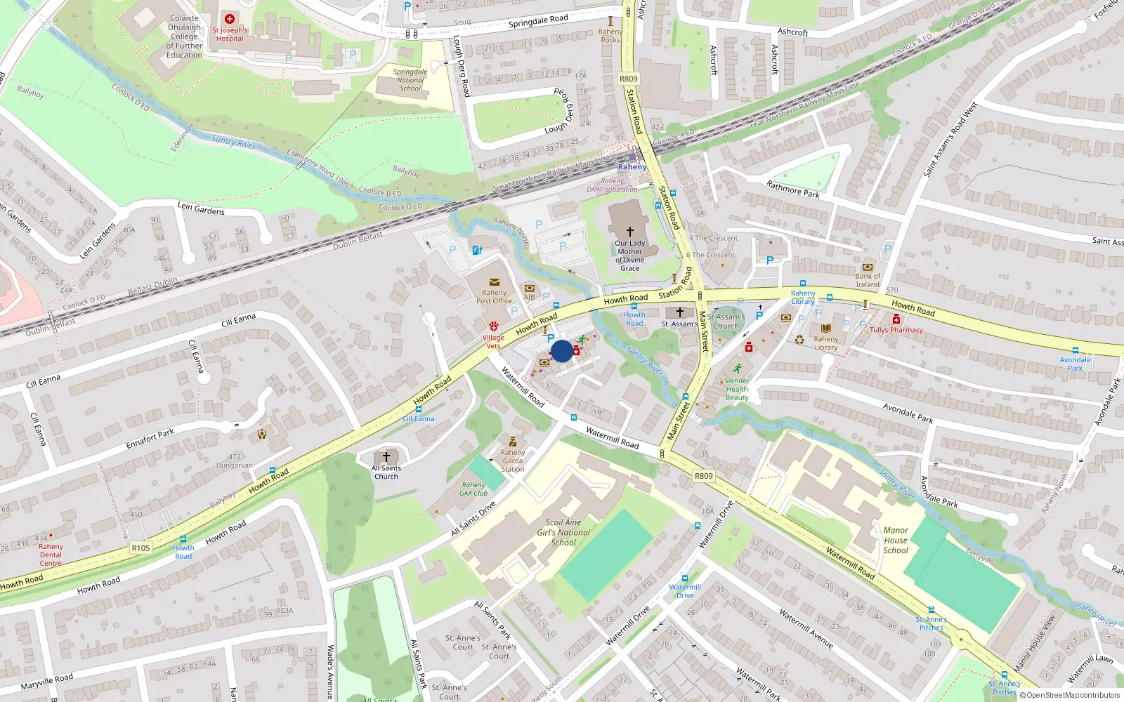 Overhead map showing the location of Apt 15, Block 4 the Watermill, Watermilll Road Dublin 5