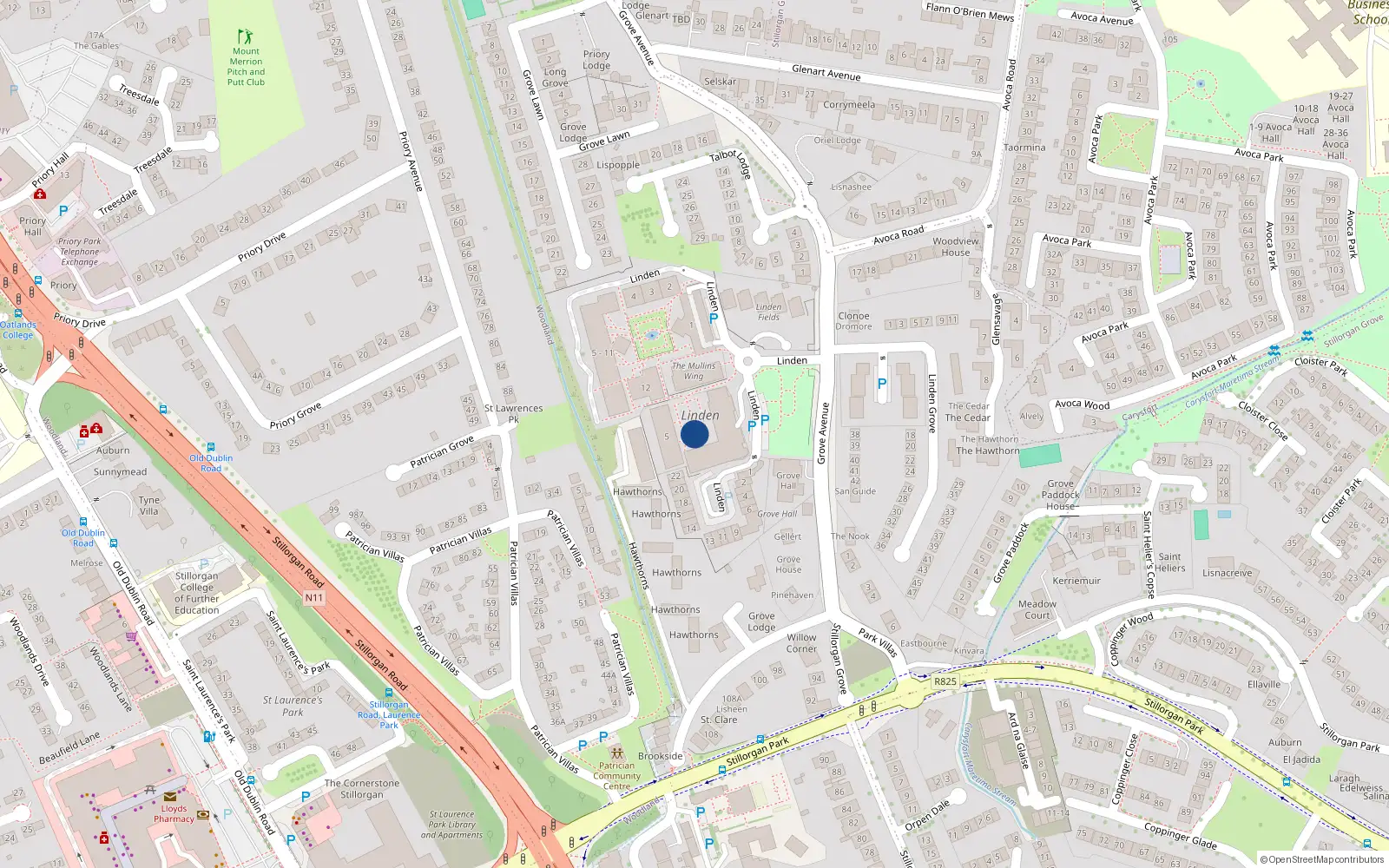 Overhead map showing the location of Apt 15 House 1, Linden Court, Blackrock