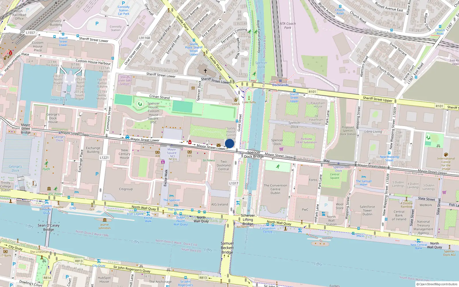 Overhead map showing the location of Apt 156, Shannon House, Custom House Square Ifsc