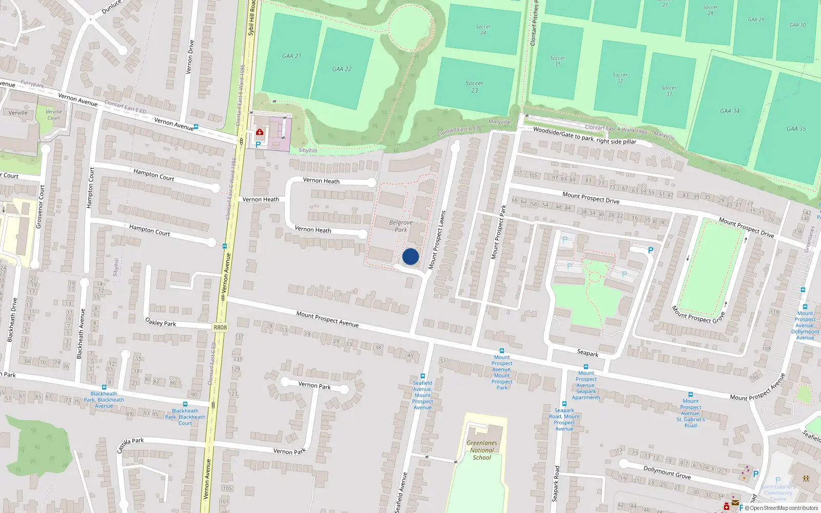 Overhead map showing the location of Apt 158 Belgrove Park, Mount Prospect Lawns, Clontarf