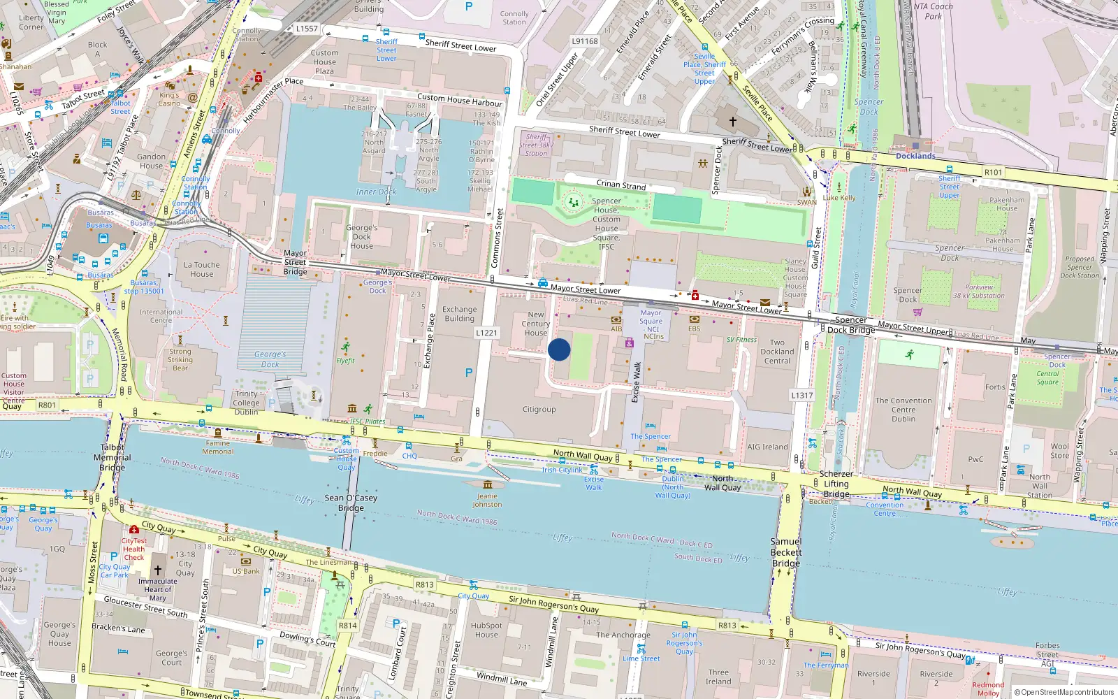 Overhead map showing the location of Apt 16 Block 11, Clarion Quay, North Wall Quay Dublin 1
