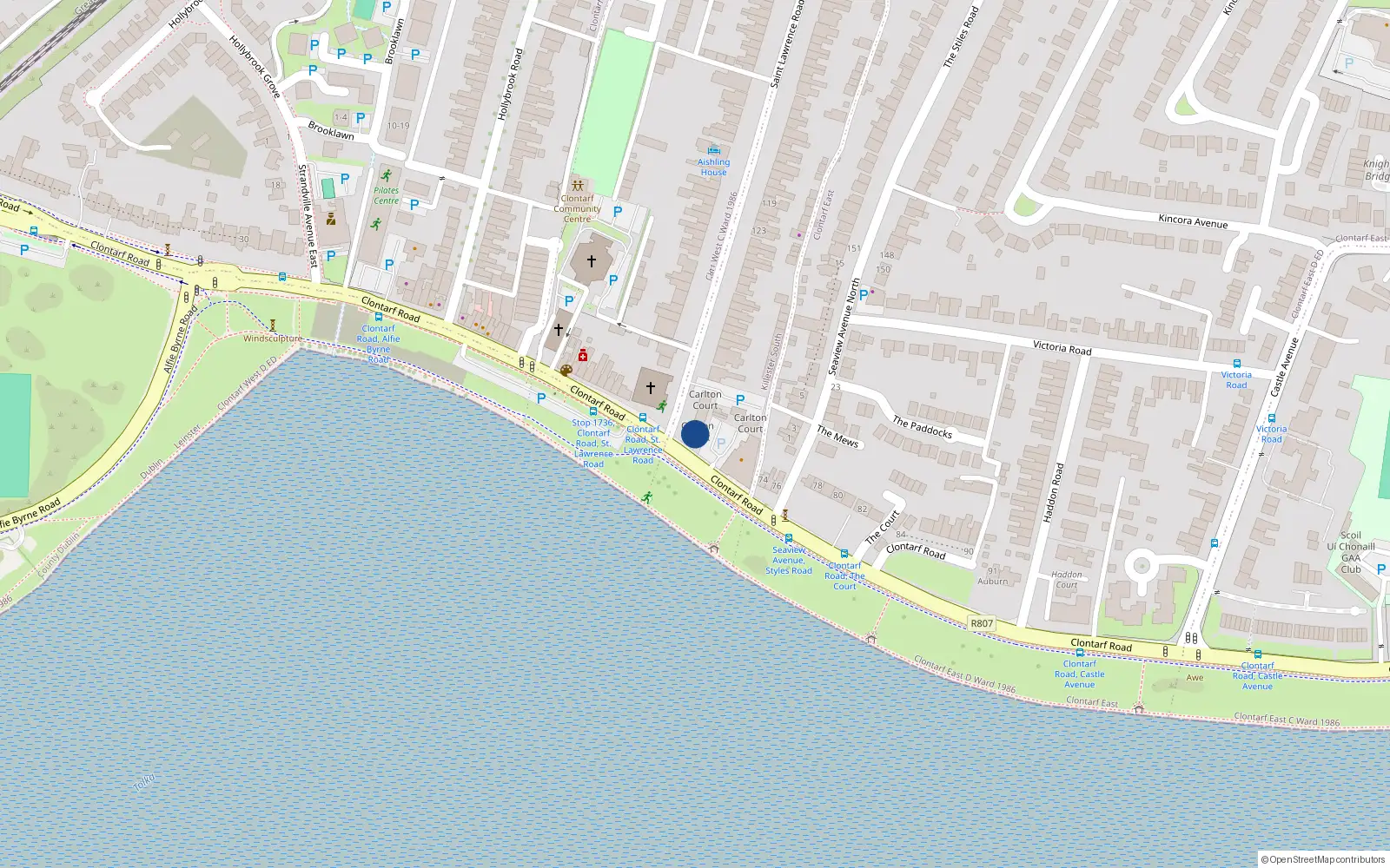 Overhead map showing the location of Apt 16, Carlton Court, St Lawrence Road Dublin 3