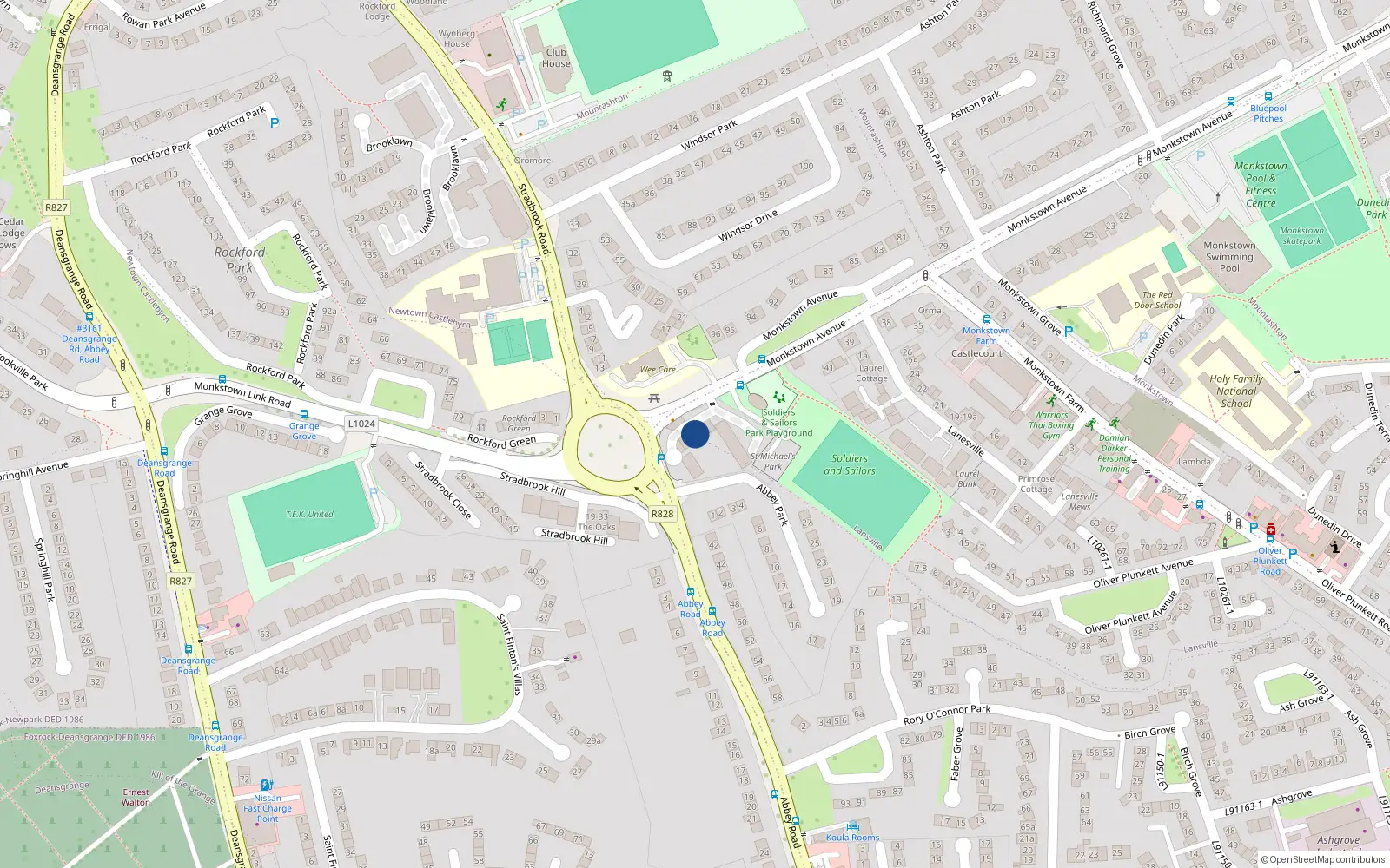 Overhead map showing the location of Apt 16 Monkstown Square, 16 Monkstown Avenue, Monkstown