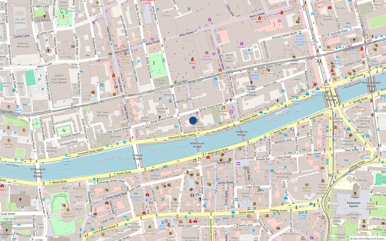 Overhead map showing the location of Apt 16, Quartier Bloom, Ormond Quay Lower Dublin 1