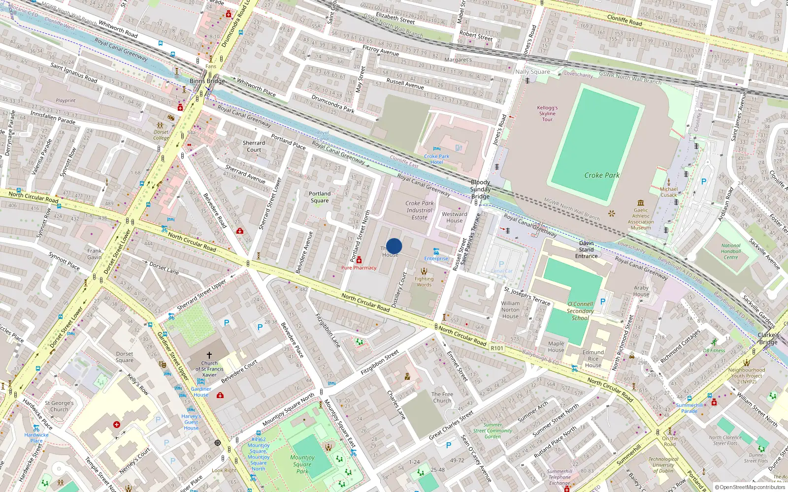 Overhead map showing the location of Apt 17 the Oat House, Portland Street North, Dublin 1