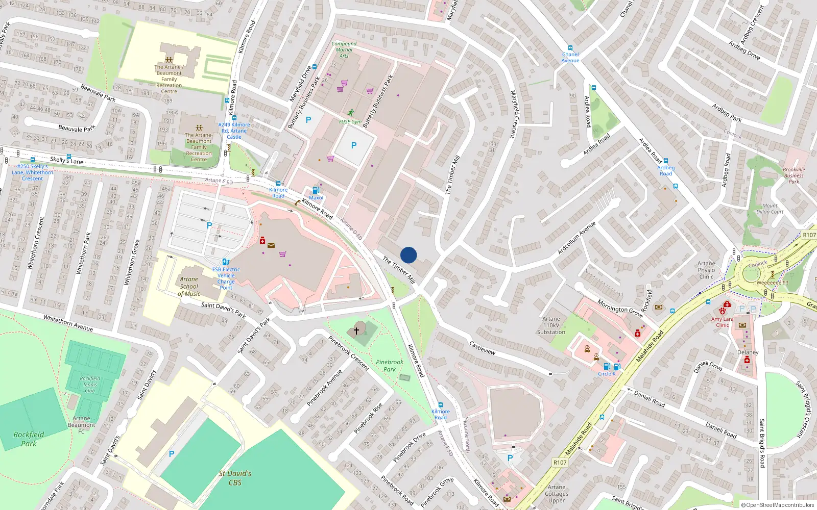 Overhead map showing the location of Apt 171, Timber Mills, Kilmore Road Dublin 5