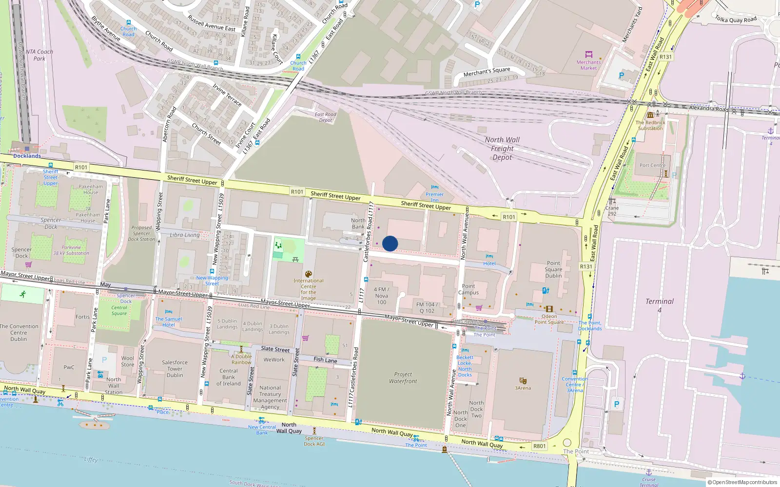 Overhead map showing the location of Apt 173, Block D, Castleforbes Square Dublin 1