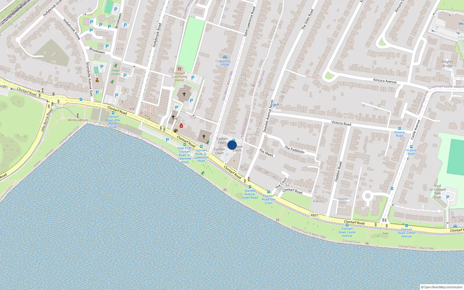 Overhead map showing the location of Apt 19, Carlton Court, St Lawrence Road Dublin 3