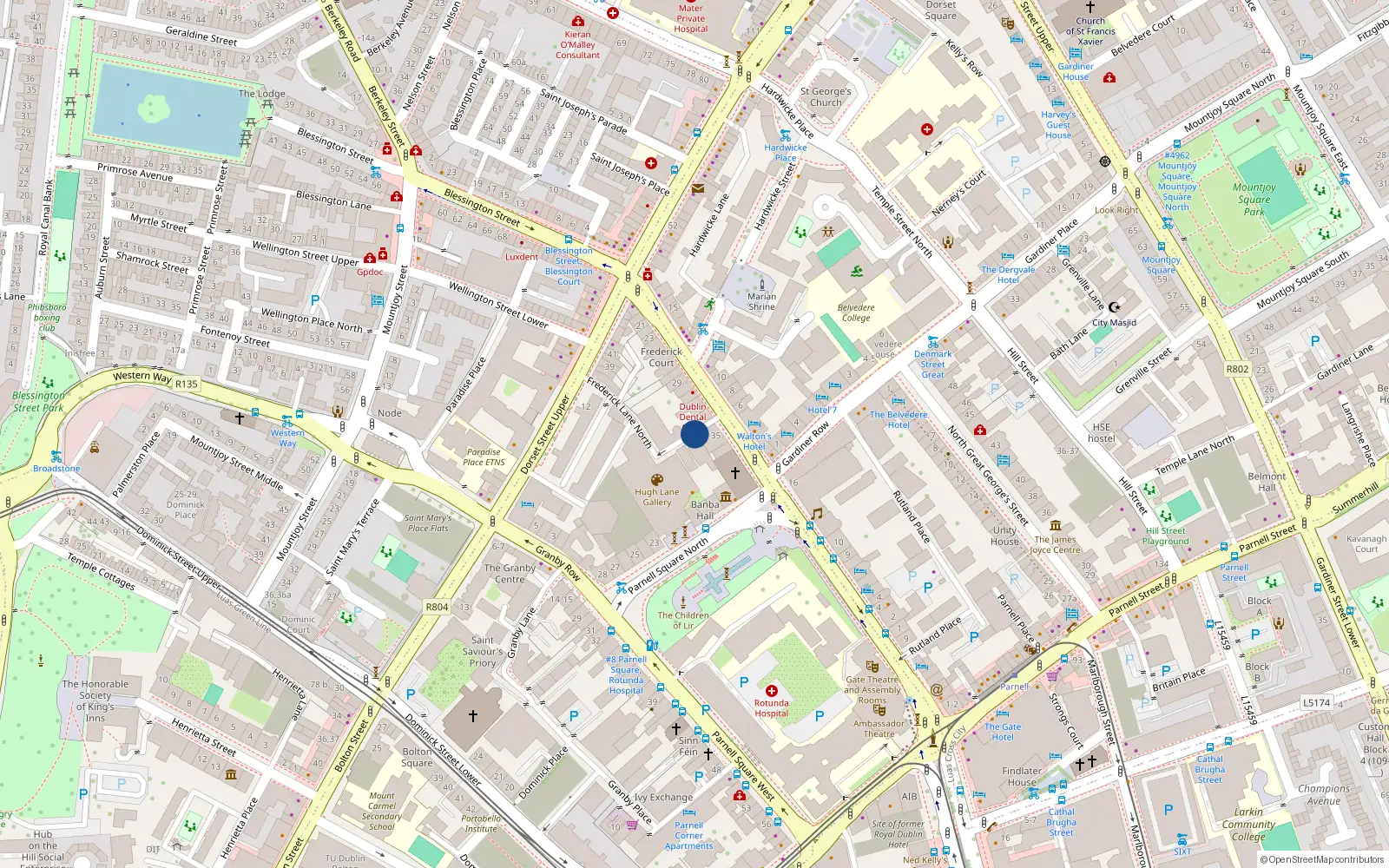 Overhead map showing the location of Apt 19 Frederick Lane North, Dublin 1, 19 Frederick Lane North, Dublin 1
