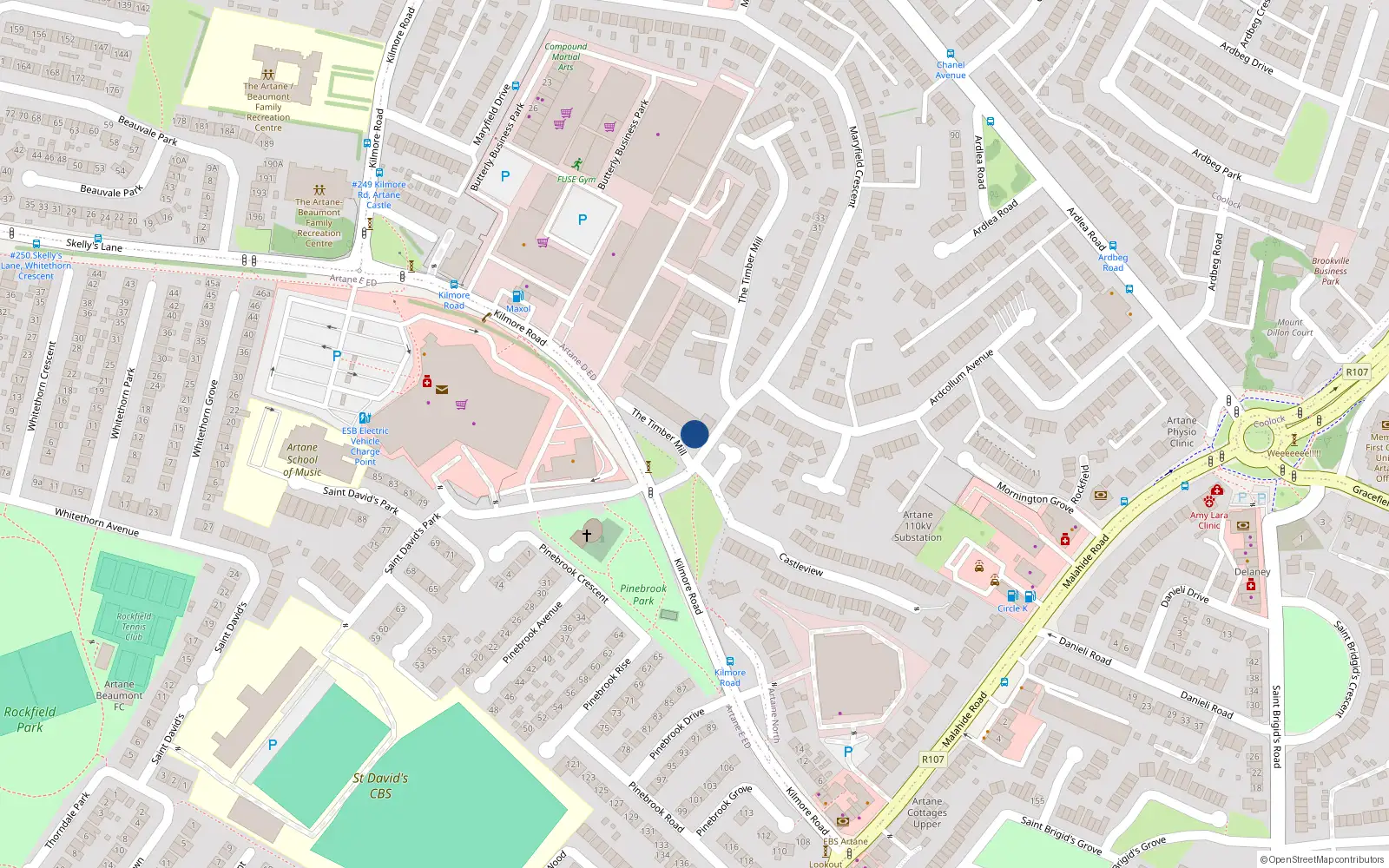 Overhead map showing the location of Apt 191 Block D, Timber Mills, Artane Dublin 5