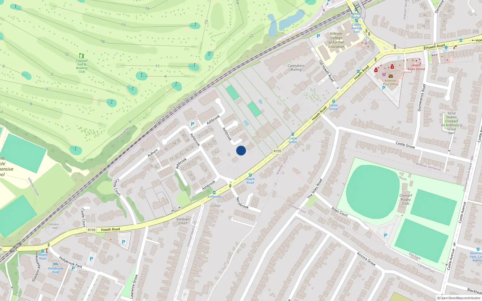 Overhead map showing the location of Apt 193, 193 Ashbrook, Dublin 3