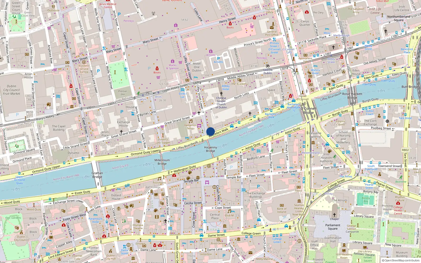 Overhead map showing the location of Apt 196, 1 Bachelors Walk, Dublin 1