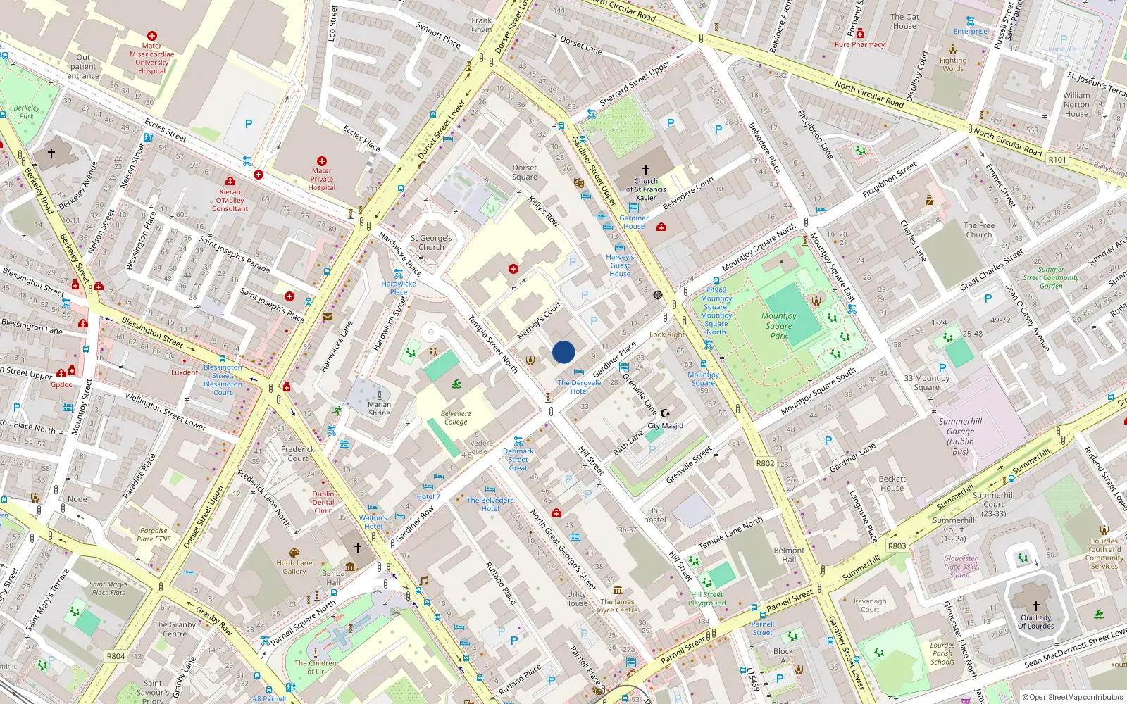 Overhead map showing the location of Apt 2, 1-4 Nerneys Court, Dublin 1