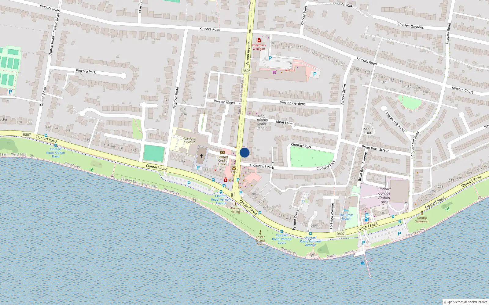 Overhead map showing the location of Apt 2, 11A Vernon Avenue, Dublin 3