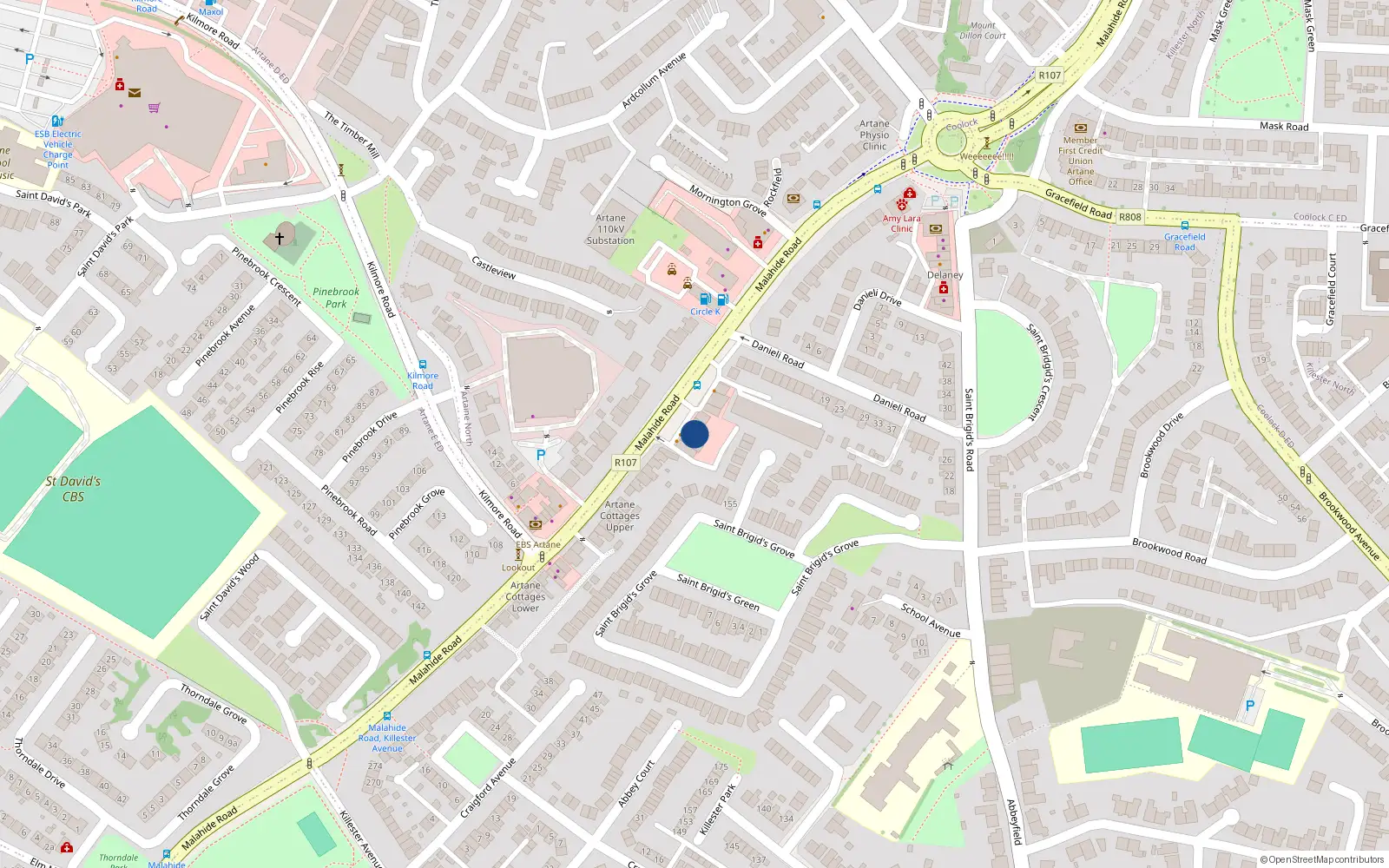 Overhead map showing the location of Apt 2, 25C Malahide Road, Artane Dublin 5