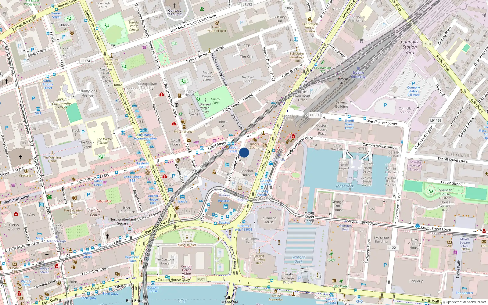 Overhead map showing the location of Apt 2, 3A Talbot Place, Dublin 1