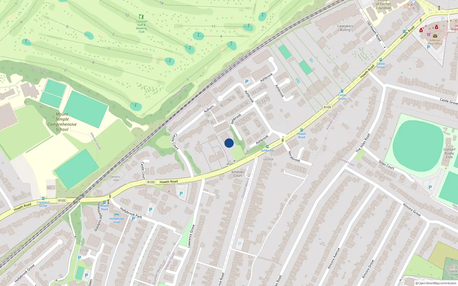 Overhead map showing the location of Apt 2 Auburn, 118 Howth Road, Clontarf