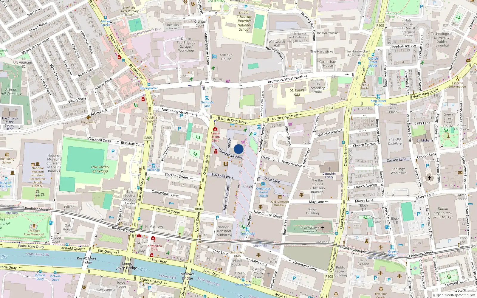 Overhead map showing the location of Apt 2, Block F, Smithfield Market Dublin 1