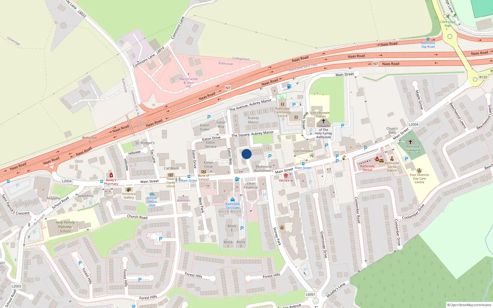 Overhead map showing the location of Apt 2 Over Spar Shop Main Street, Saggart, Main Street