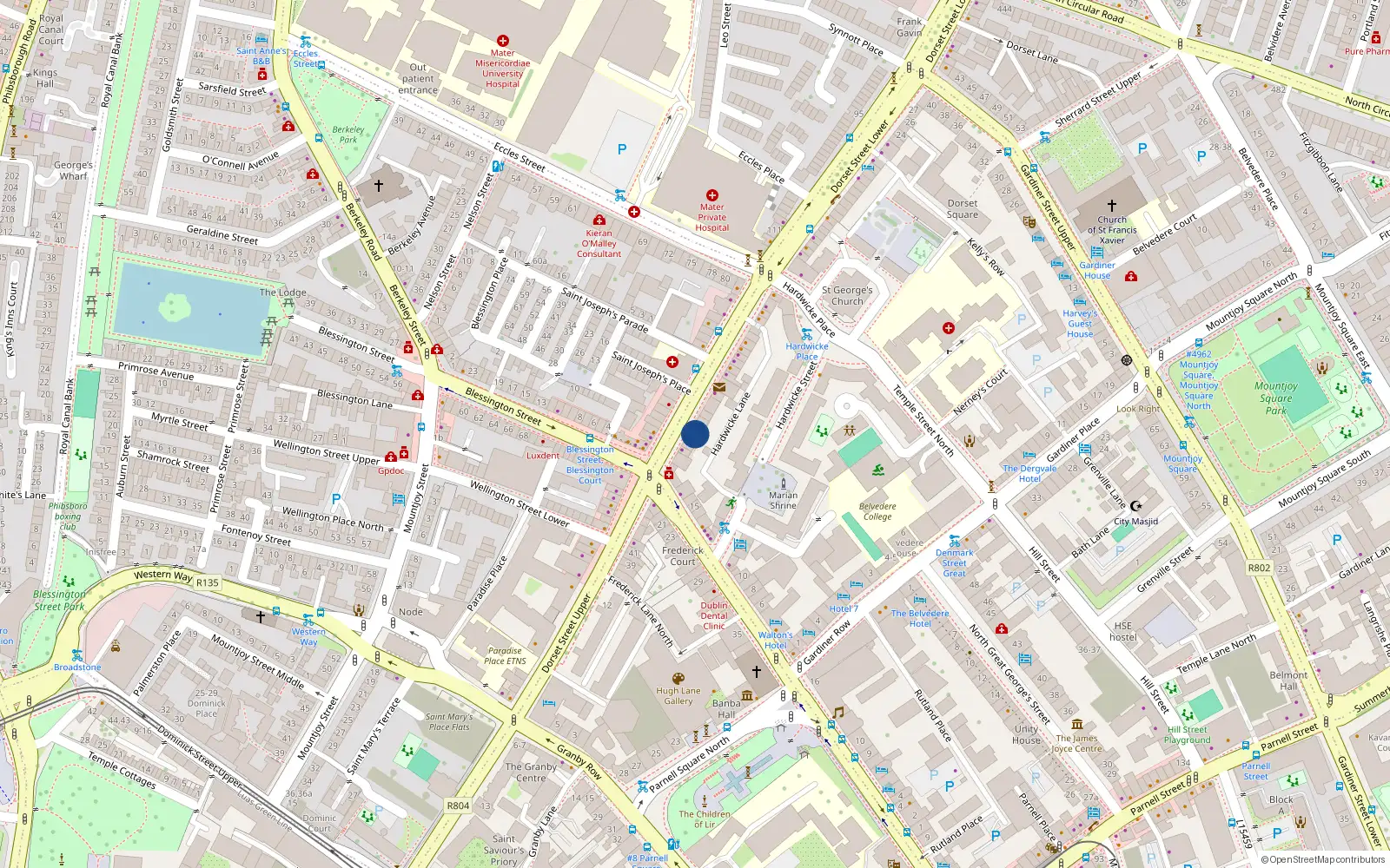 Overhead map showing the location of Apt 2 Second Floor, 51 Dorset Street Upper, Dublin 1