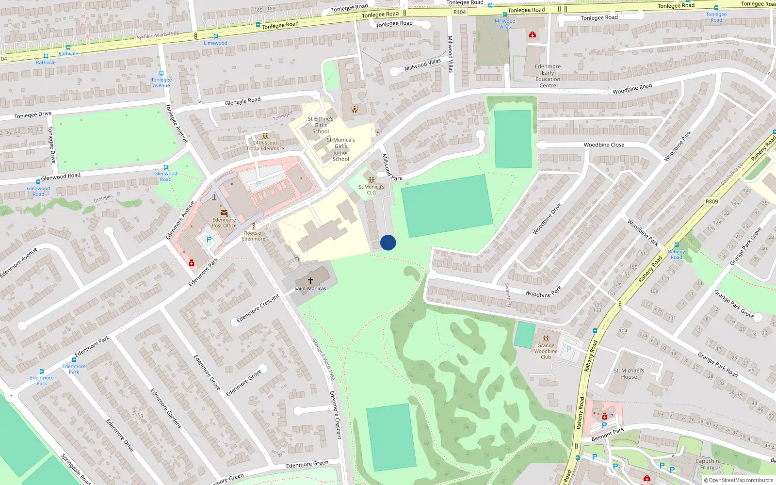 Overhead map showing the location of Apt 2, The Mills, Edenmore Park Dublin 5